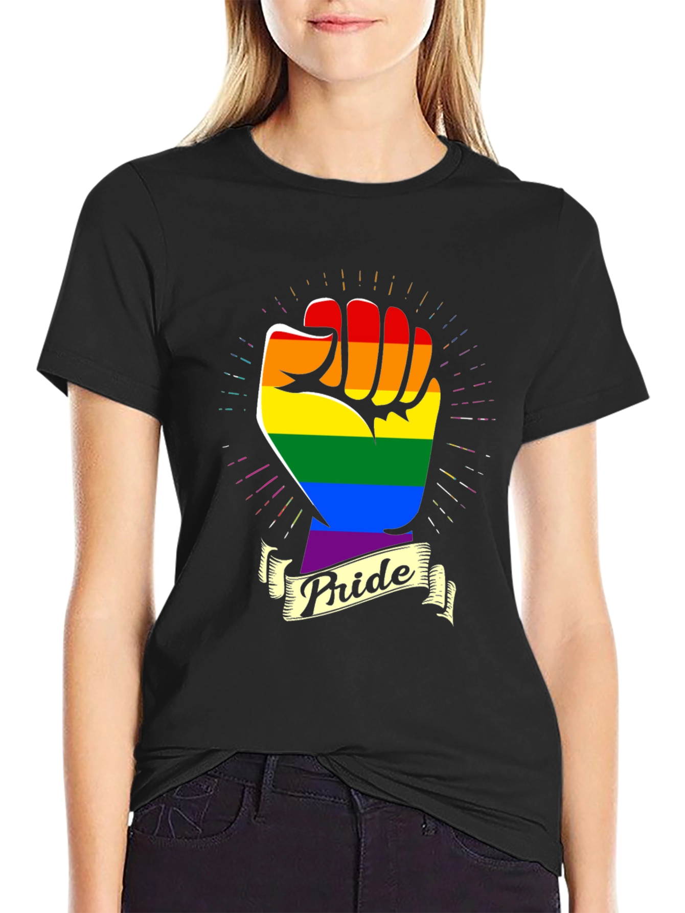 Pride Fist T-Shirt - Rainbow LGBT Gay Lesbian Rights