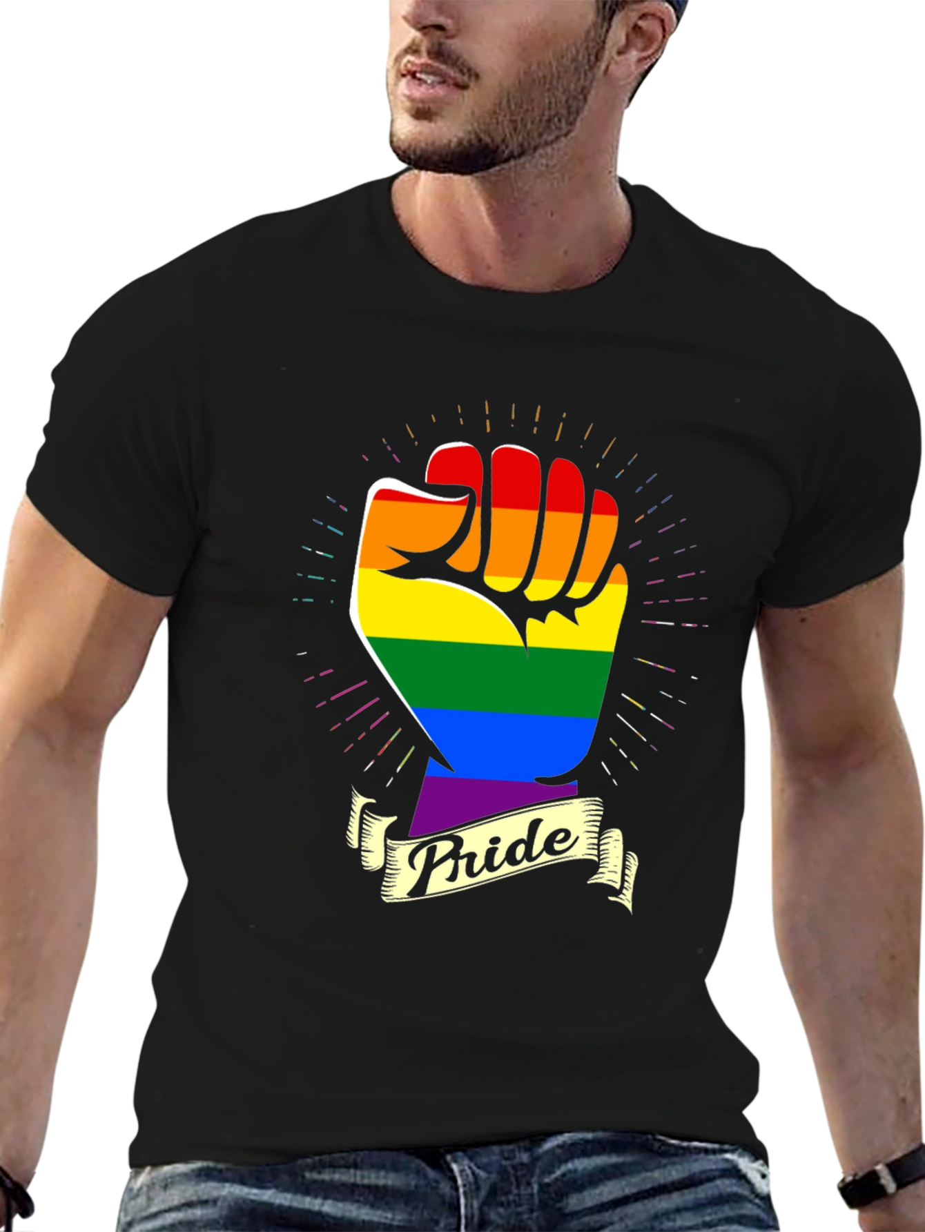 Pride Fist T-Shirt - Rainbow LGBT Gay Lesbian Rights