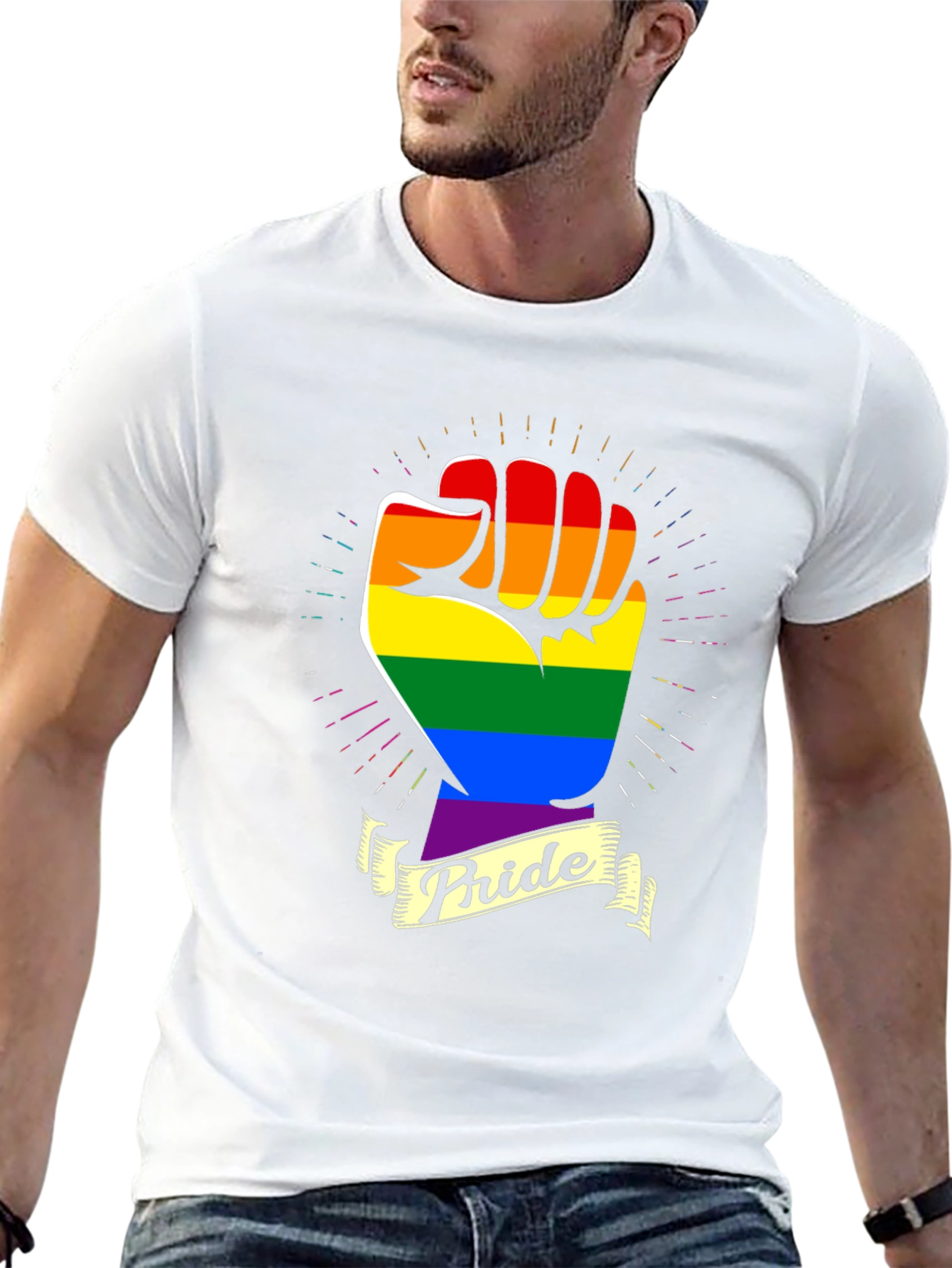 Pride Fist T-Shirt - Rainbow LGBT Gay Lesbian Rights