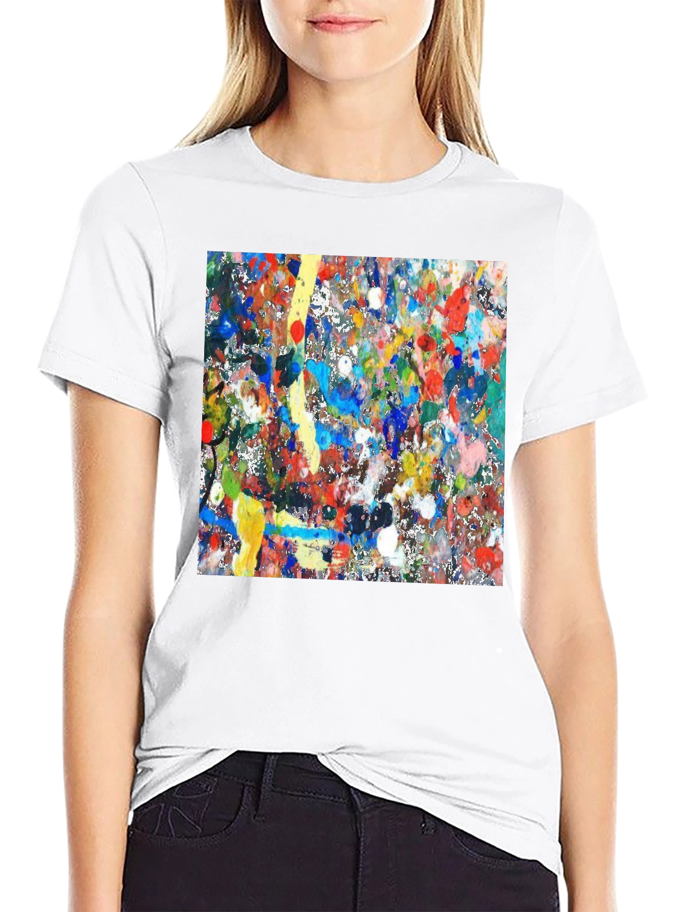 Abstract Art Splatter Print Black T-Shirt
