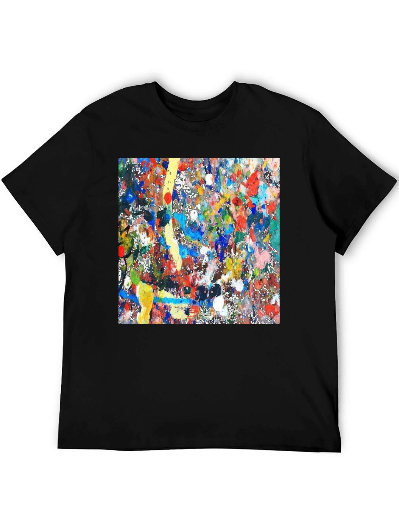 Abstract Art Splatter Print Black T-Shirt
