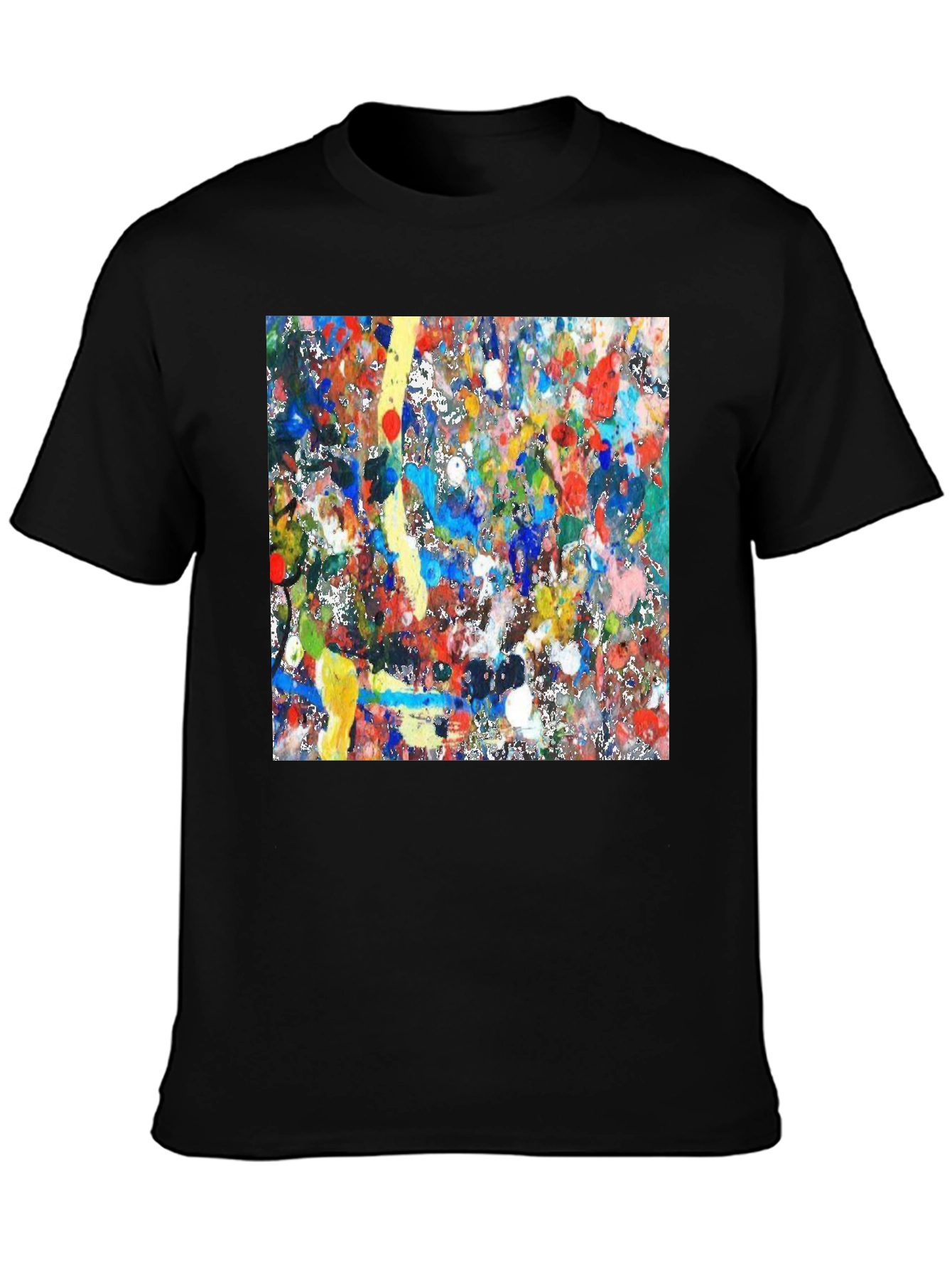 Abstract Art Splatter Print Black T-Shirt