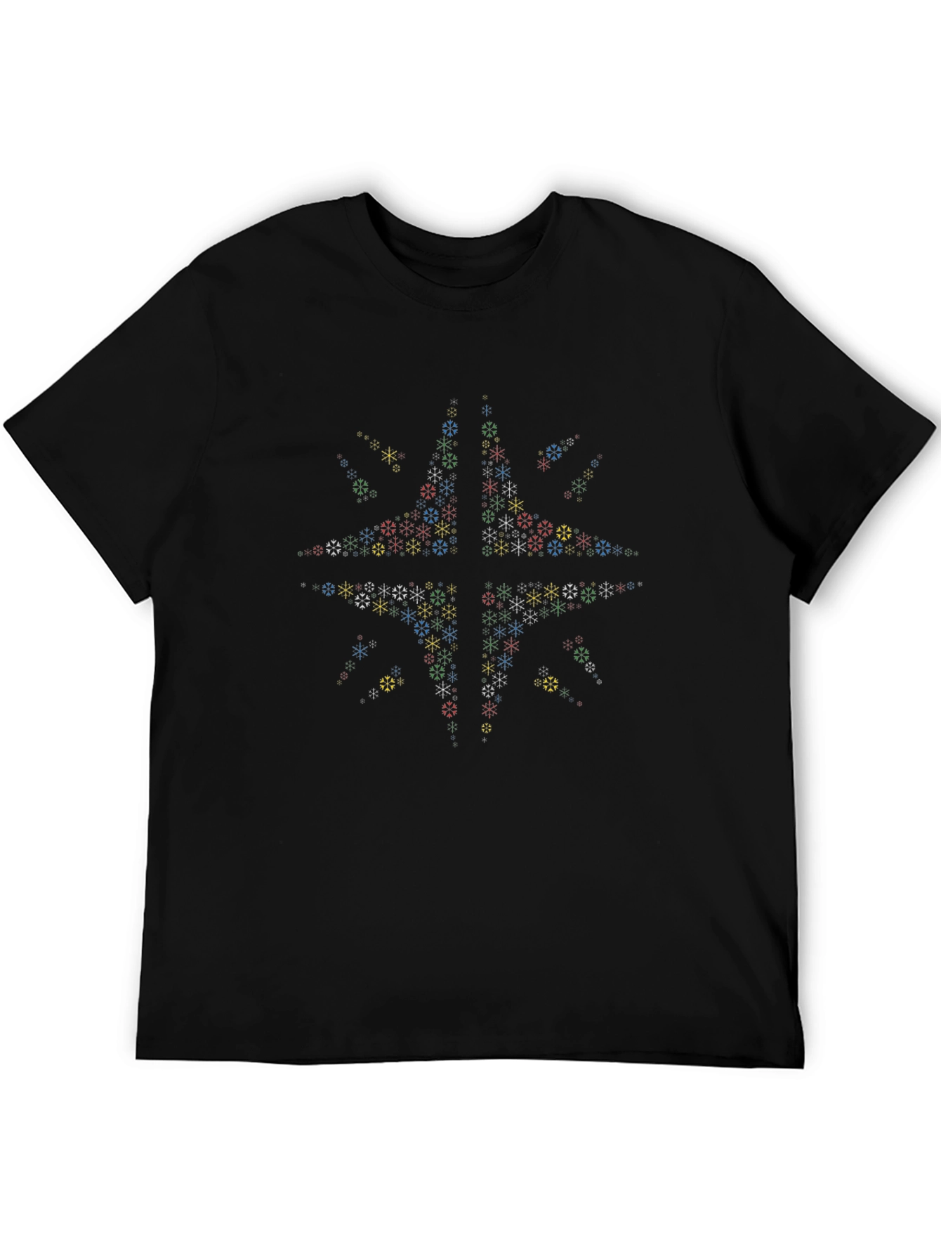 Geometric Snowflake T-Shirt - Stylish Black Tee