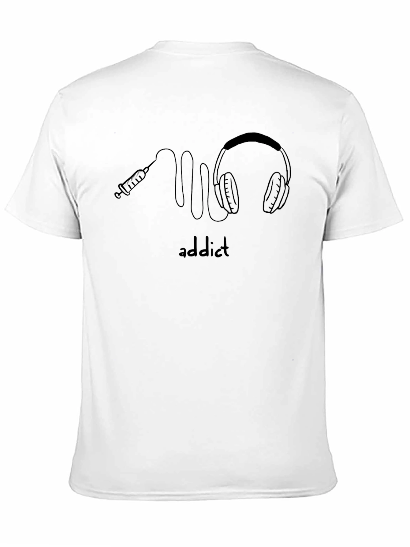 Addict Black T-Shirt: Headphones Graphic Tee