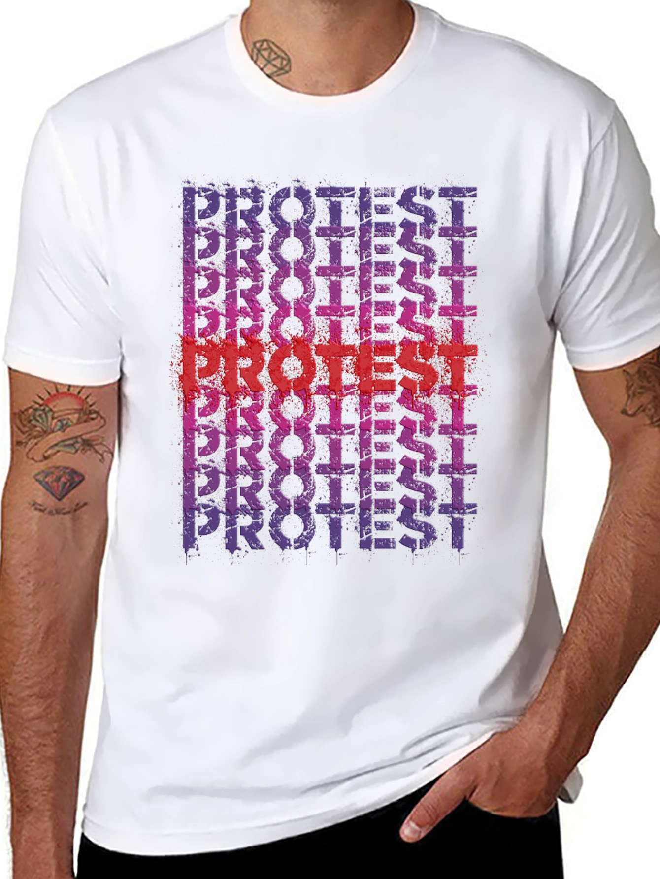Protest Graphic Print Black Crew Neck T-Shirt