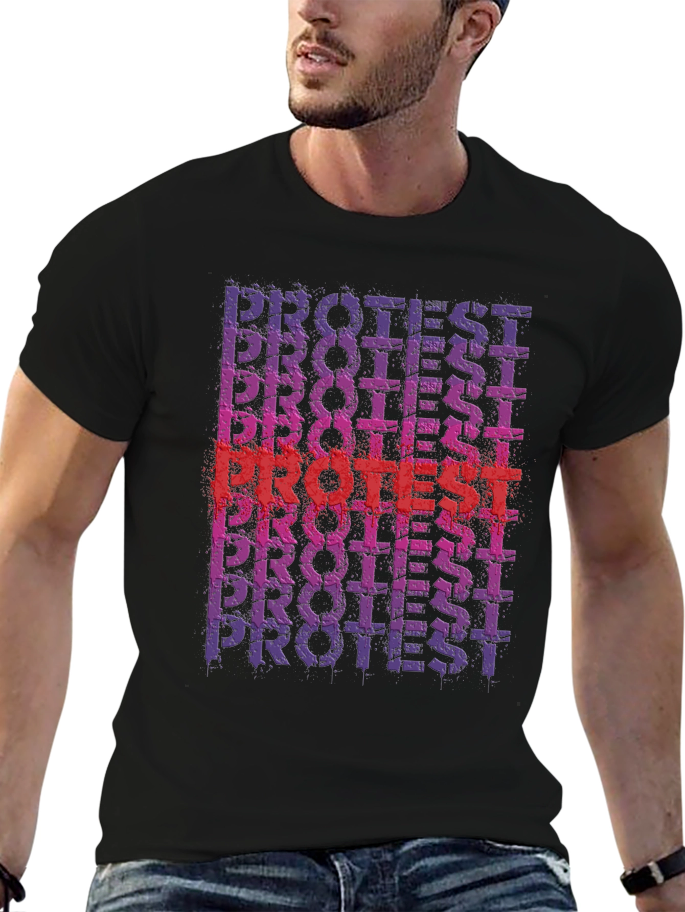 Protest Graphic Print Black Crew Neck T-Shirt