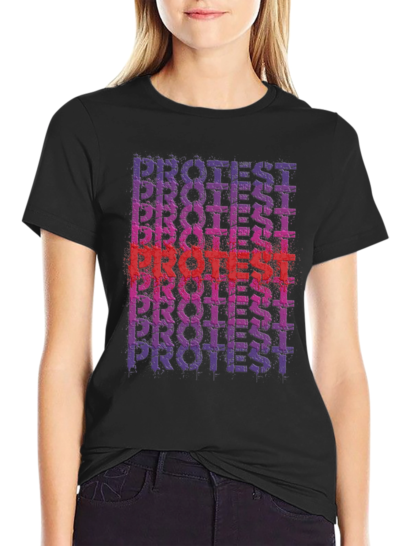 Protest Graphic Print Black Crew Neck T-Shirt