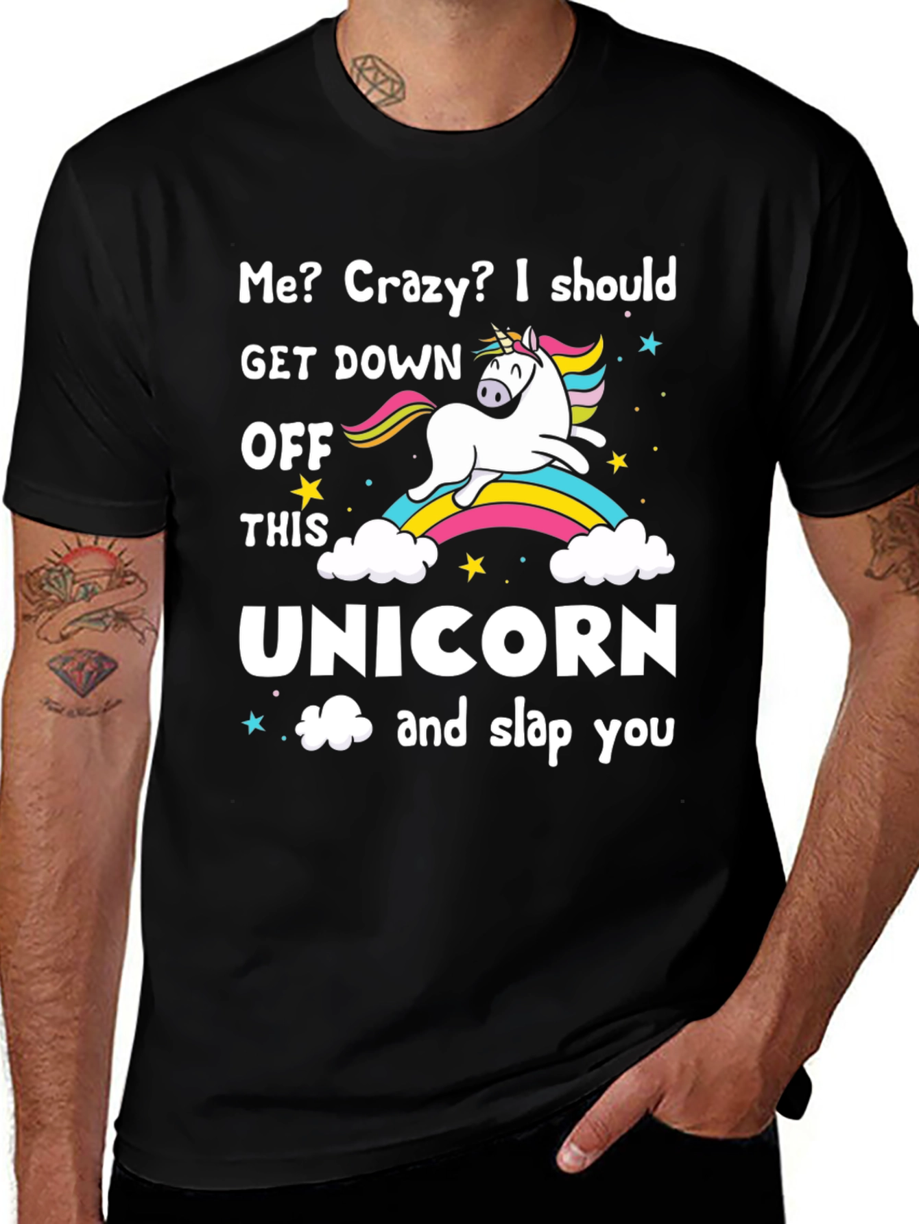 Crazy Unicorn Slap Funny Graphic T-Shirt