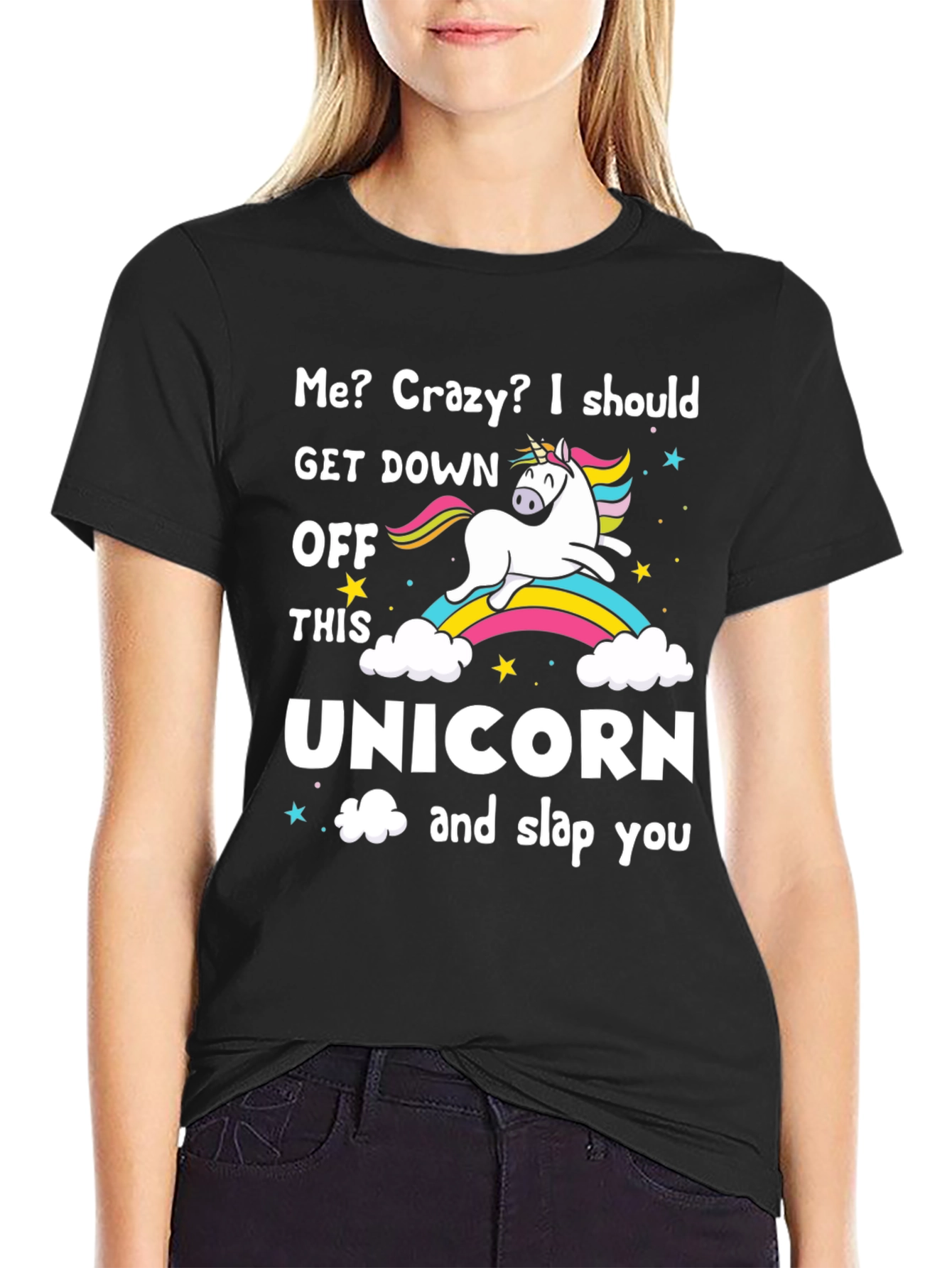 Crazy Unicorn Slap Funny Graphic T-Shirt