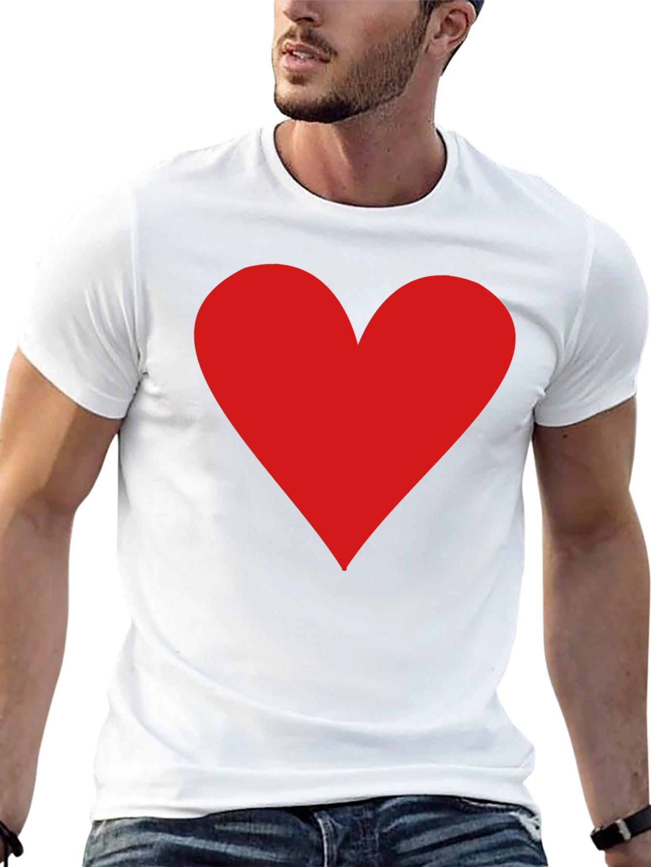 Red Heart Graphic Print Black T-Shirt