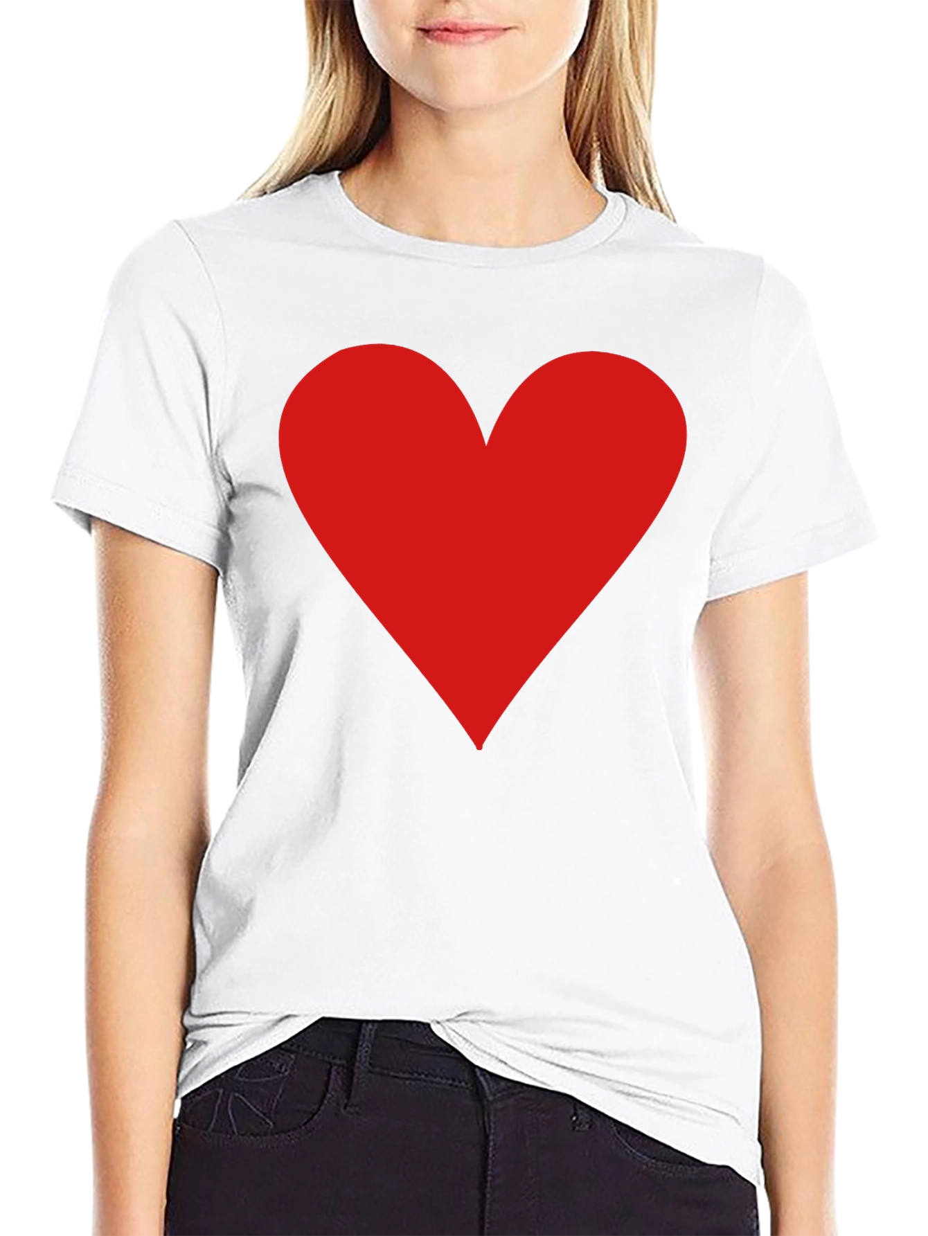 Red Heart Graphic Print Black T-Shirt