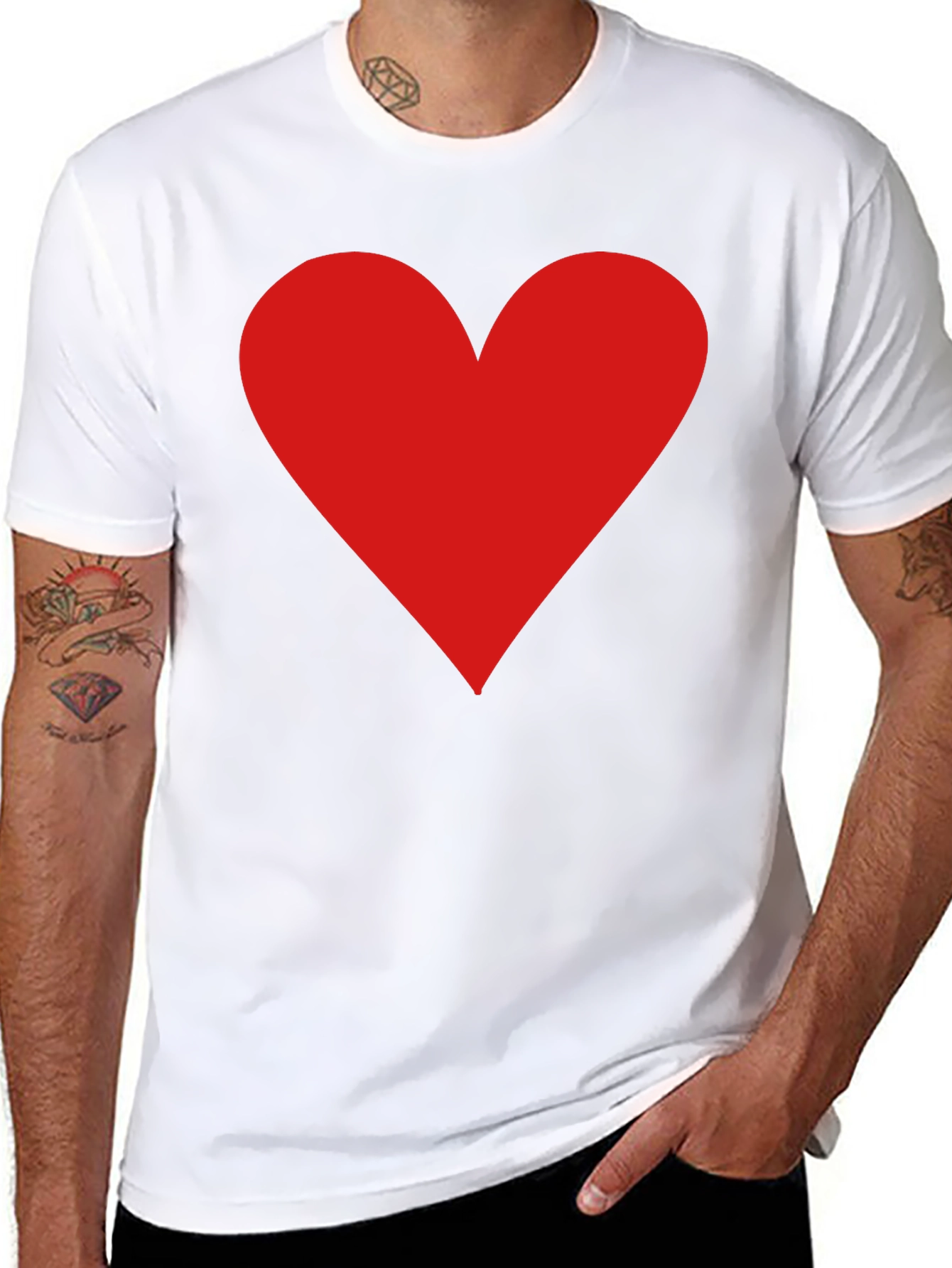 Red Heart Graphic Print Black T-Shirt