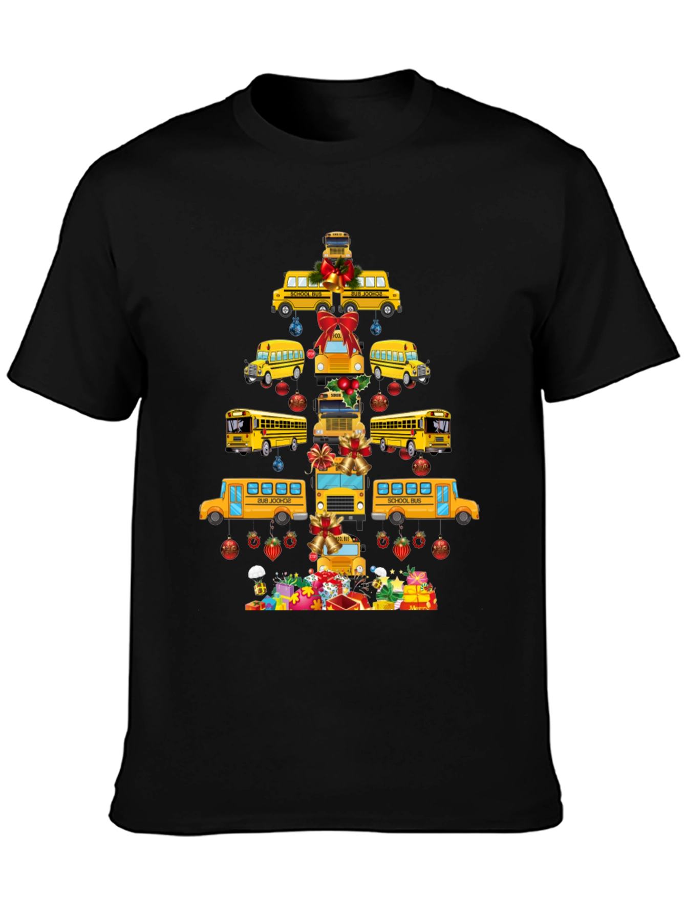 Festive School Bus Christmas Tree T-Shirt