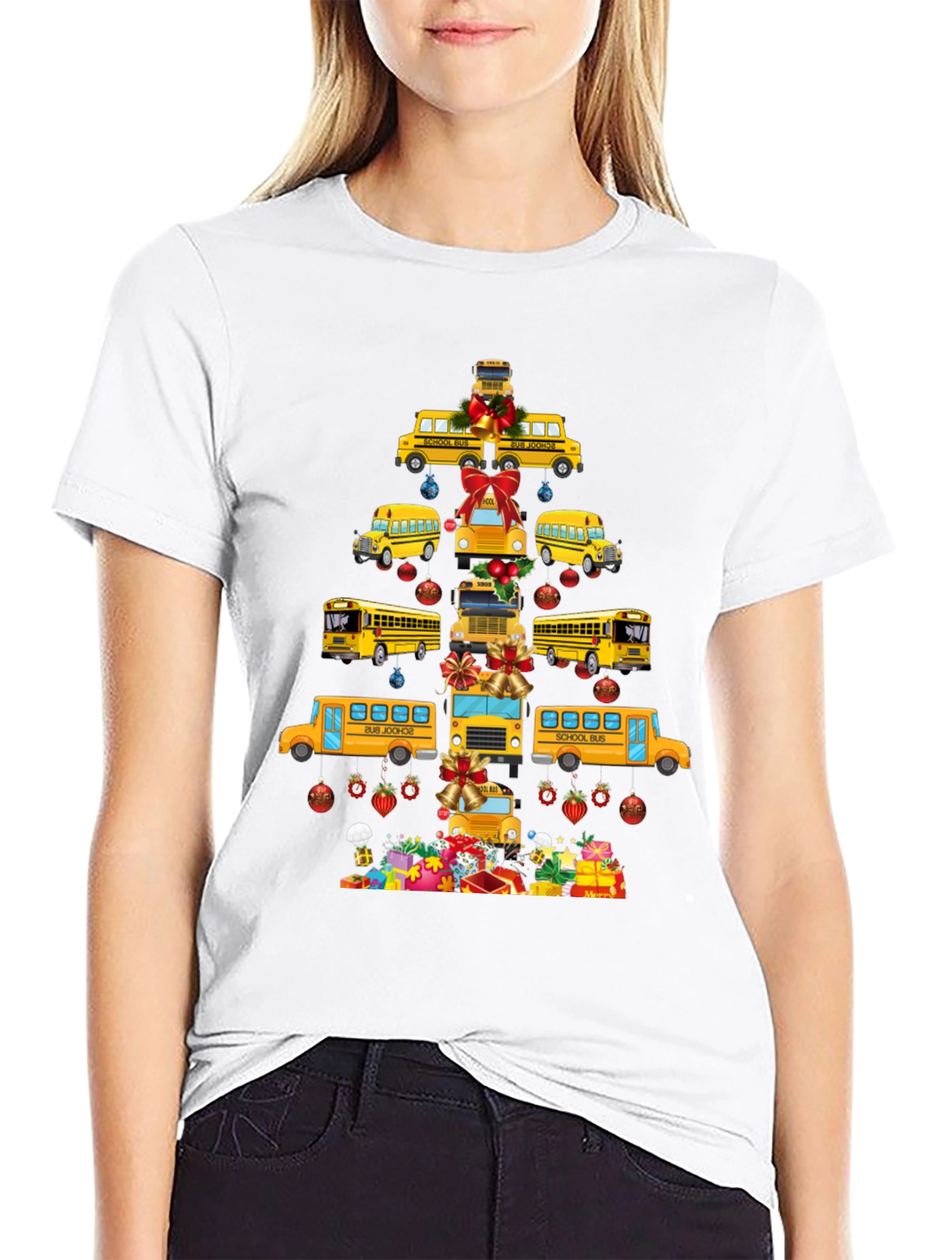 Festive School Bus Christmas Tree T-Shirt