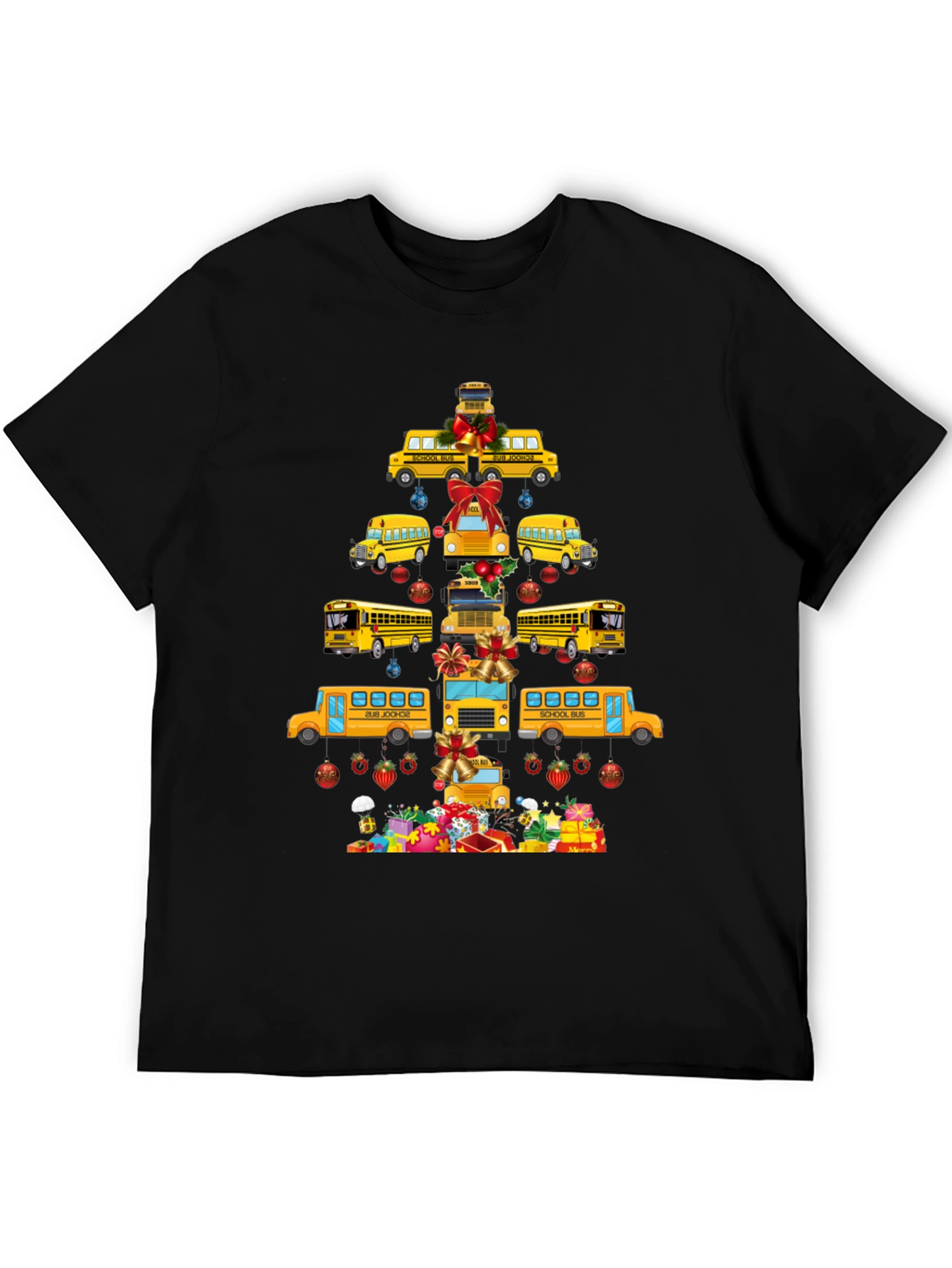 Festive School Bus Christmas Tree T-Shirt