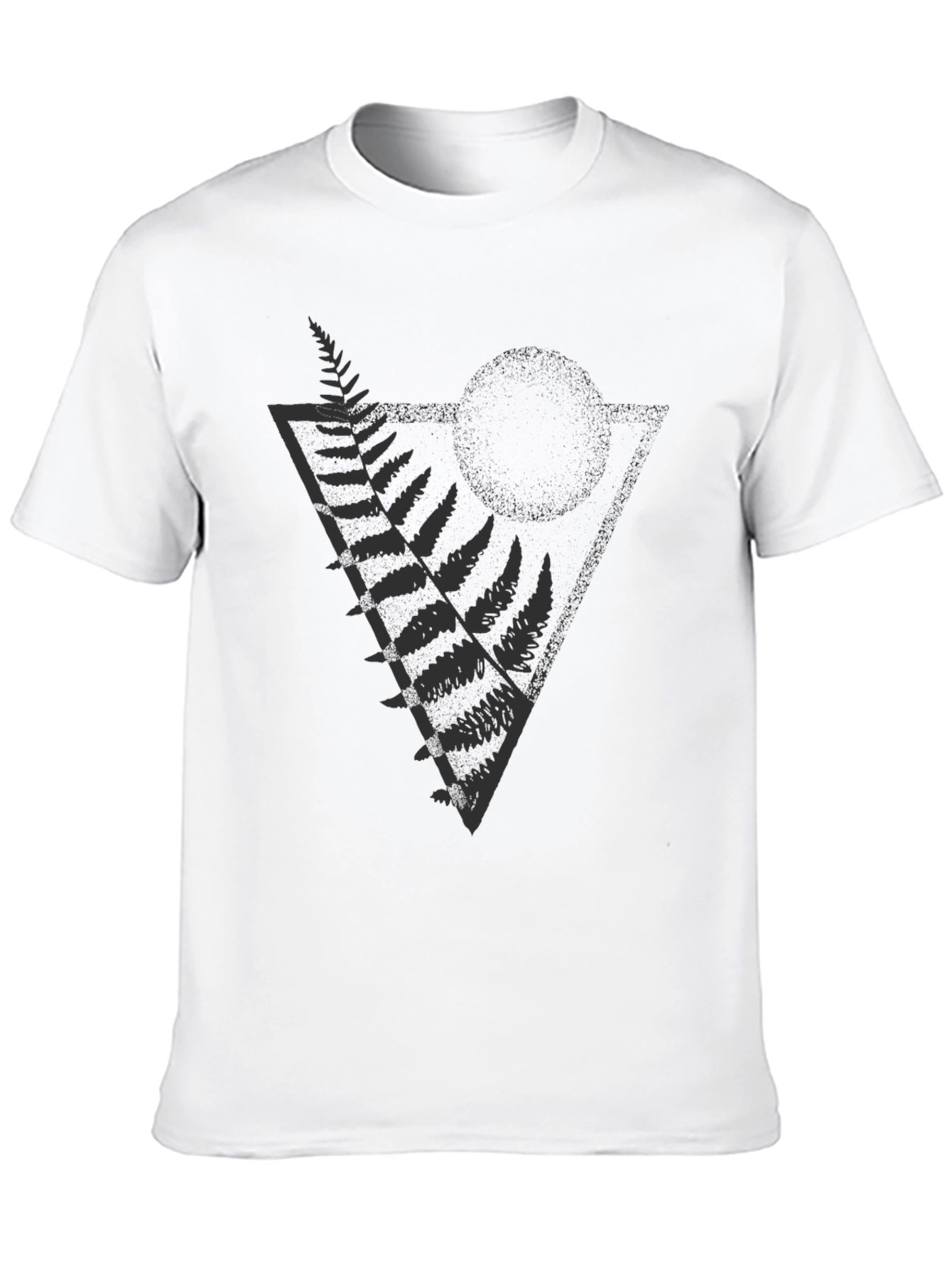 Geometric Fern Print Black T-Shirt
