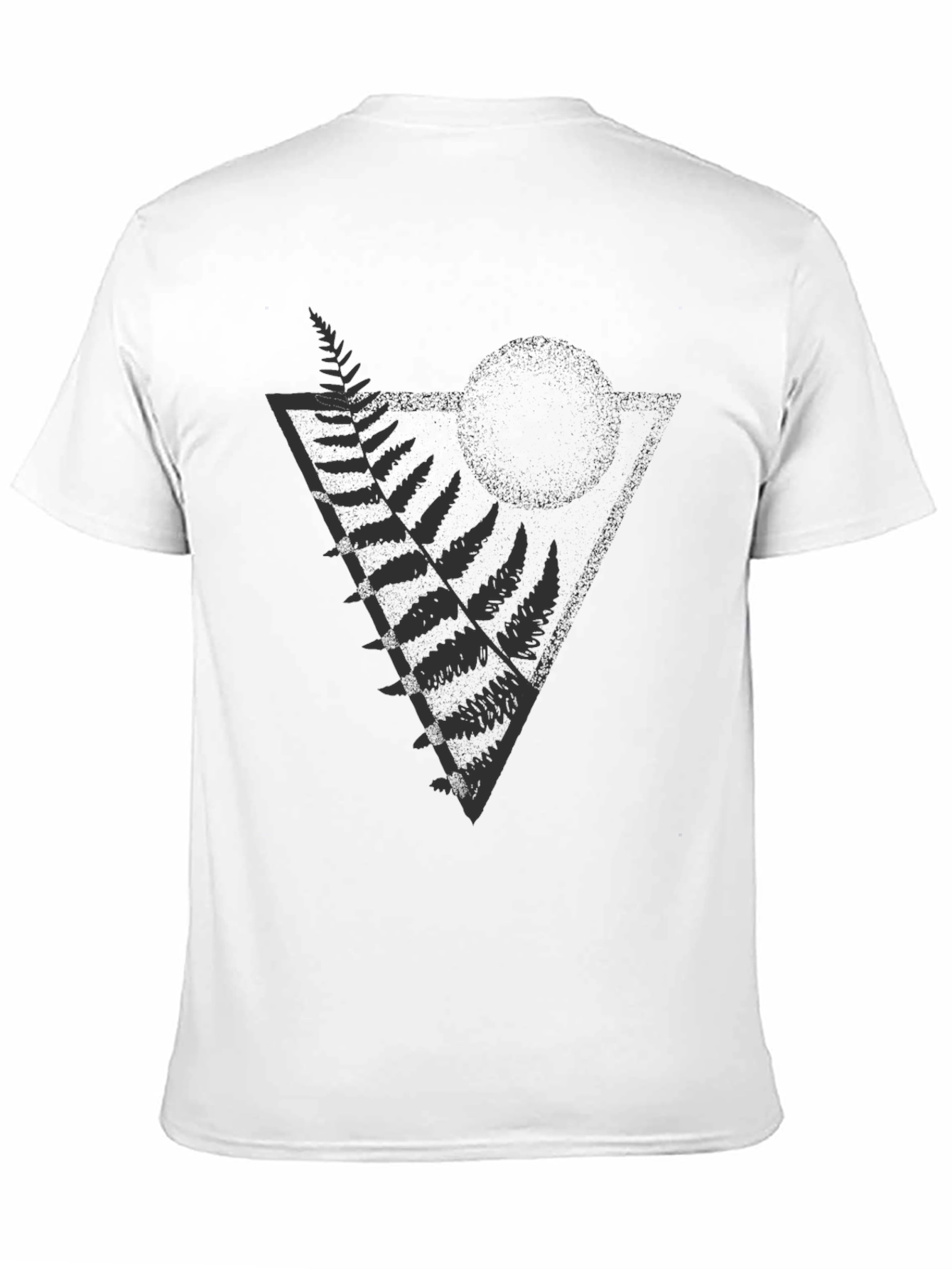 Geometric Fern Print Black T-Shirt