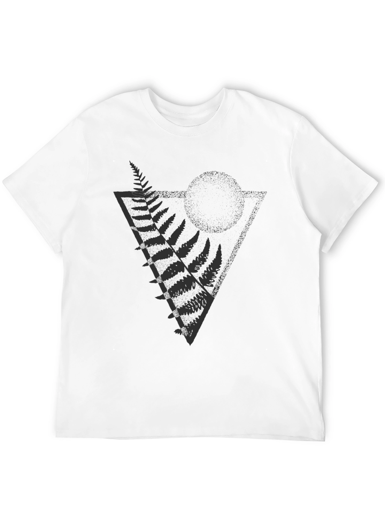 Geometric Fern Print Black T-Shirt