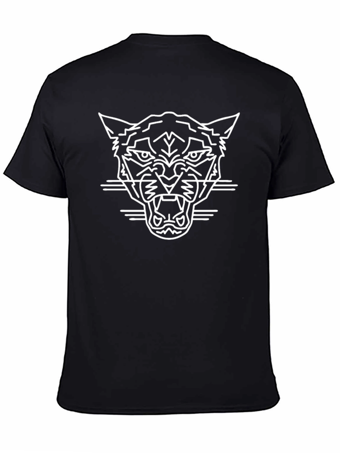 Mens Black T-Shirt with Geometric Jaguar Design