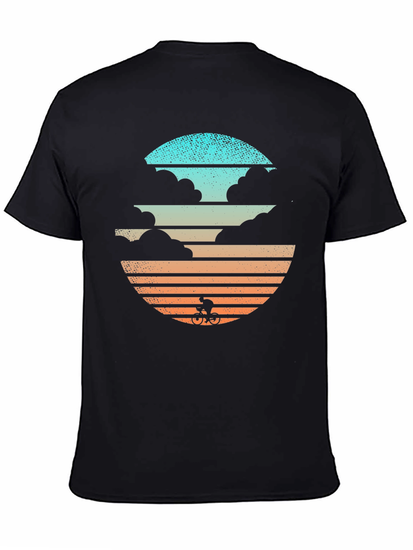 Retro Sunset Cyclist Graphic T-Shirt