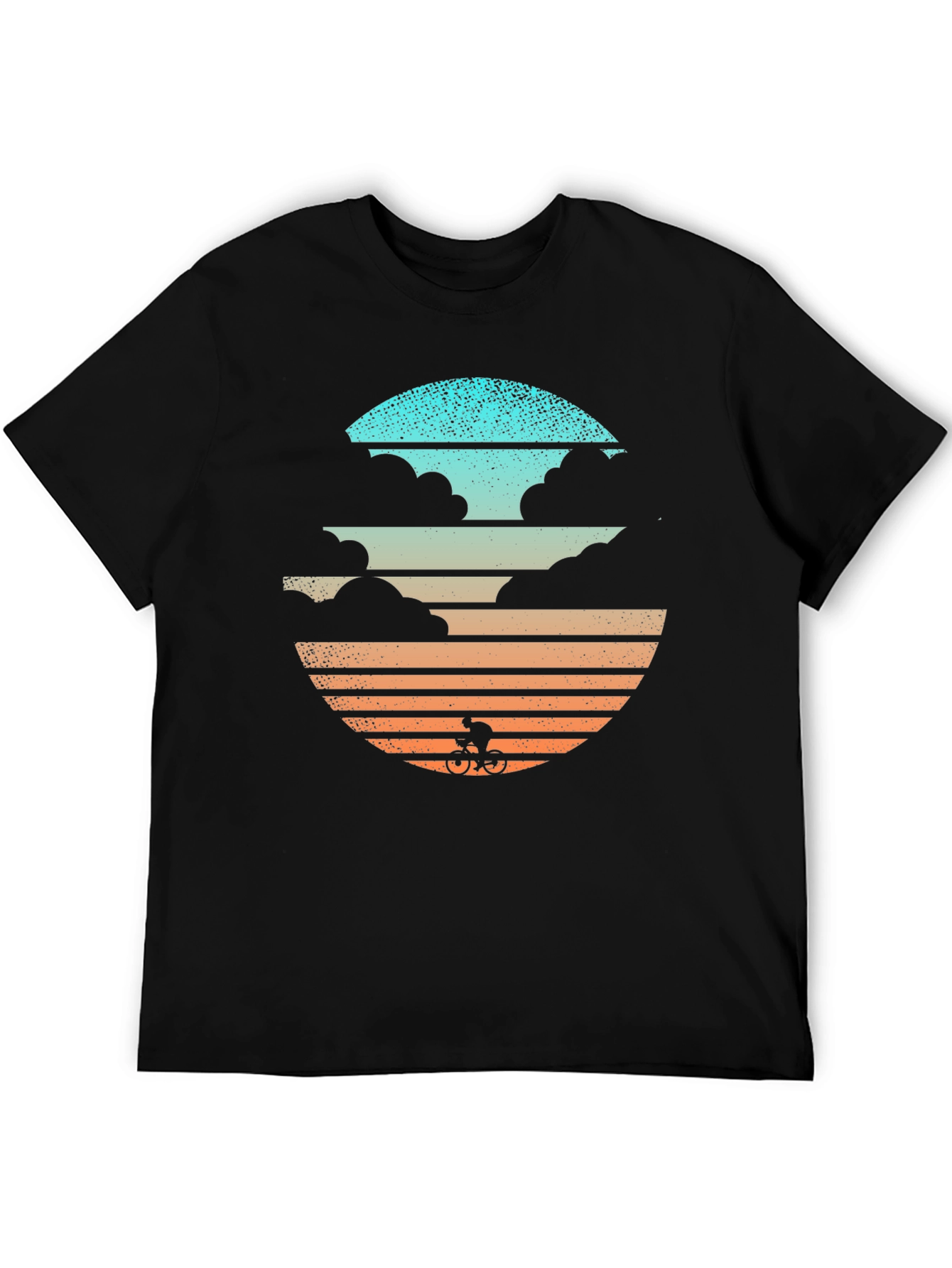 Retro Sunset Cyclist Graphic T-Shirt