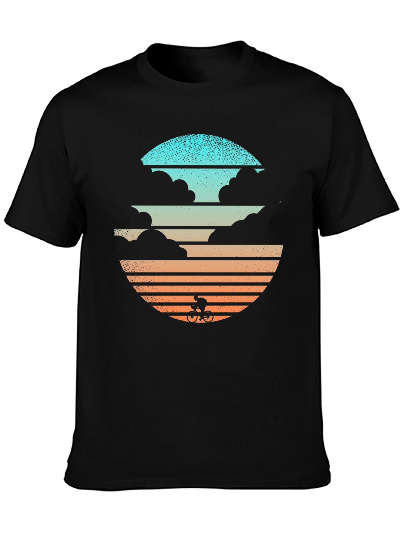 Retro Sunset Cyclist Graphic T-Shirt