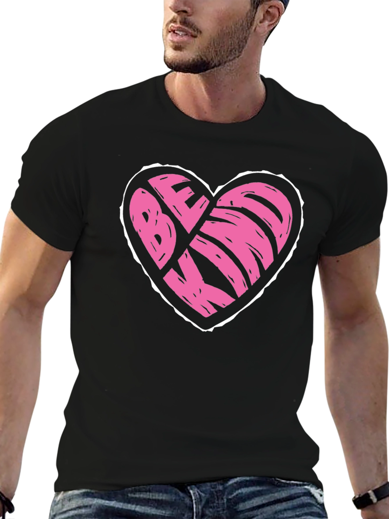 Be Kind Heart Graphic T-Shirt - Black