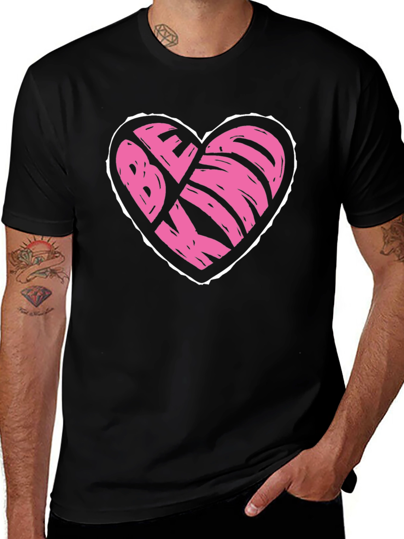 Be Kind Heart Graphic T-Shirt - Black