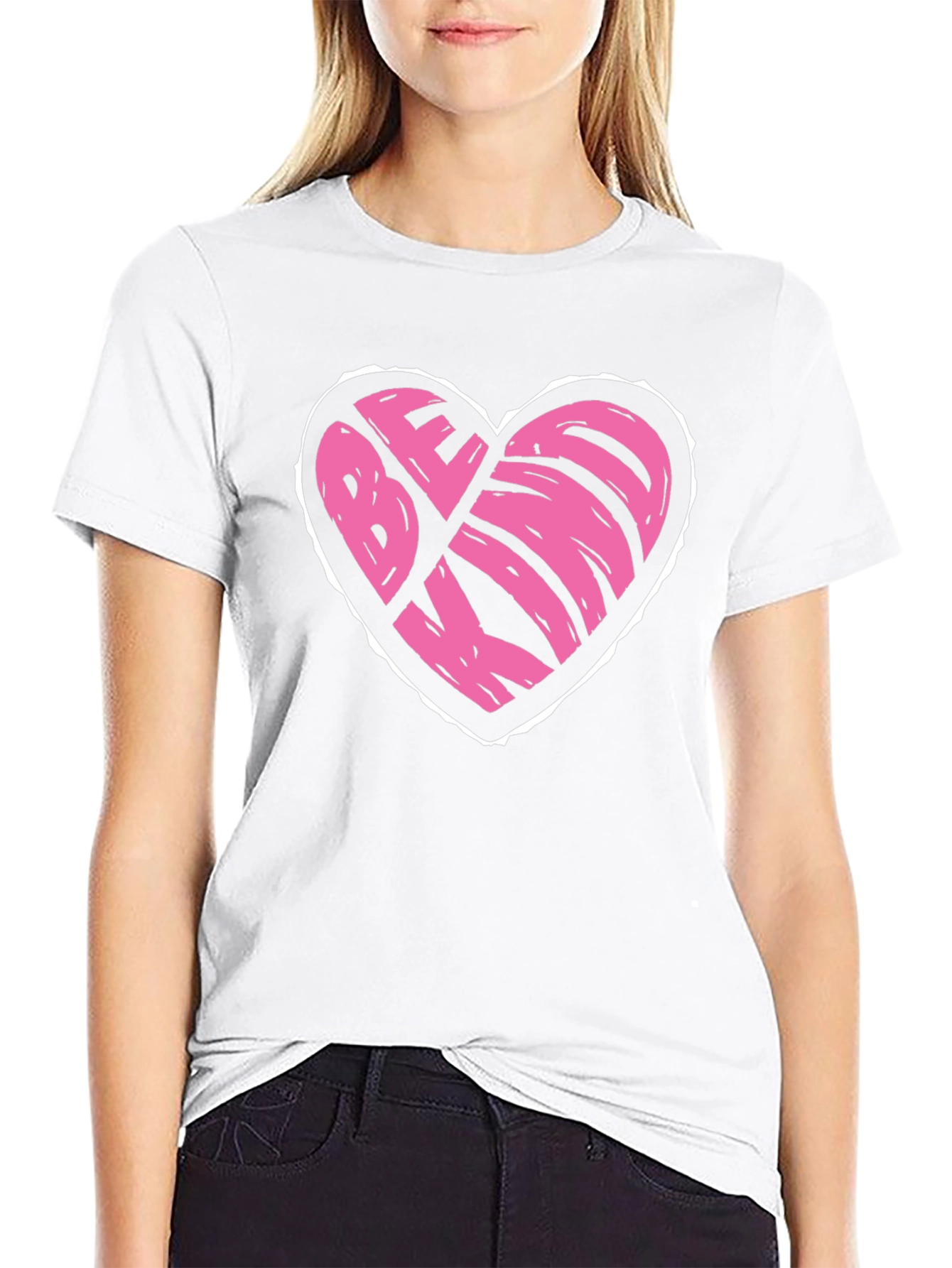 Be Kind Heart Graphic T-Shirt - Black
