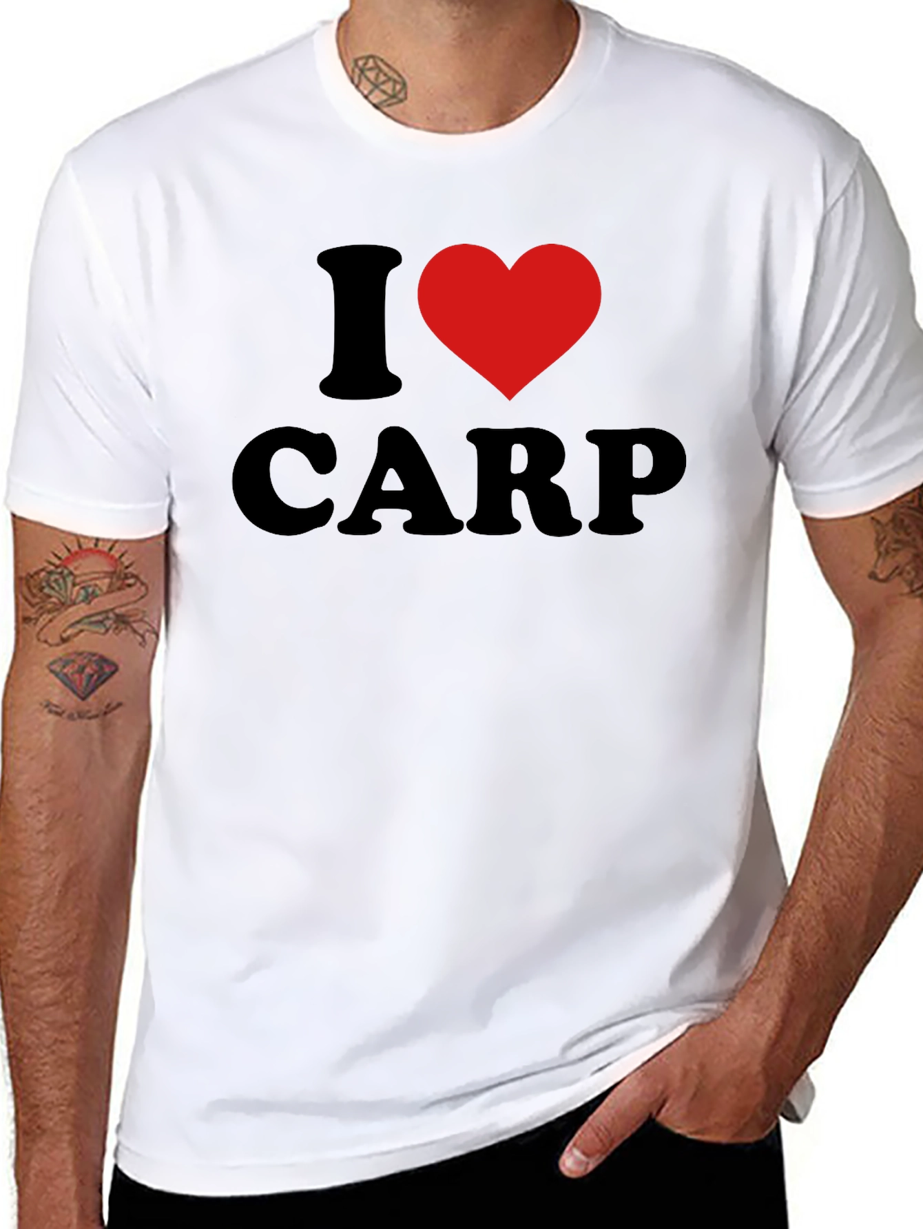 I Heart Carp Graphic T-Shirt - Black Cotton Tee