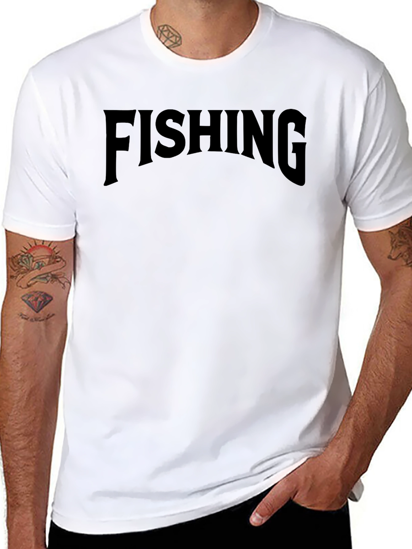 Fishing Graphic Tee - Black Cotton Blend