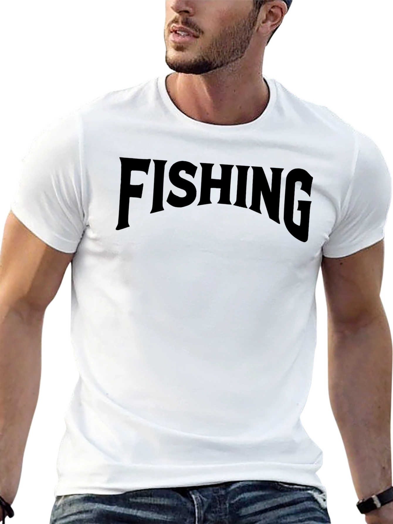 Fishing Graphic Tee - Black Cotton Blend