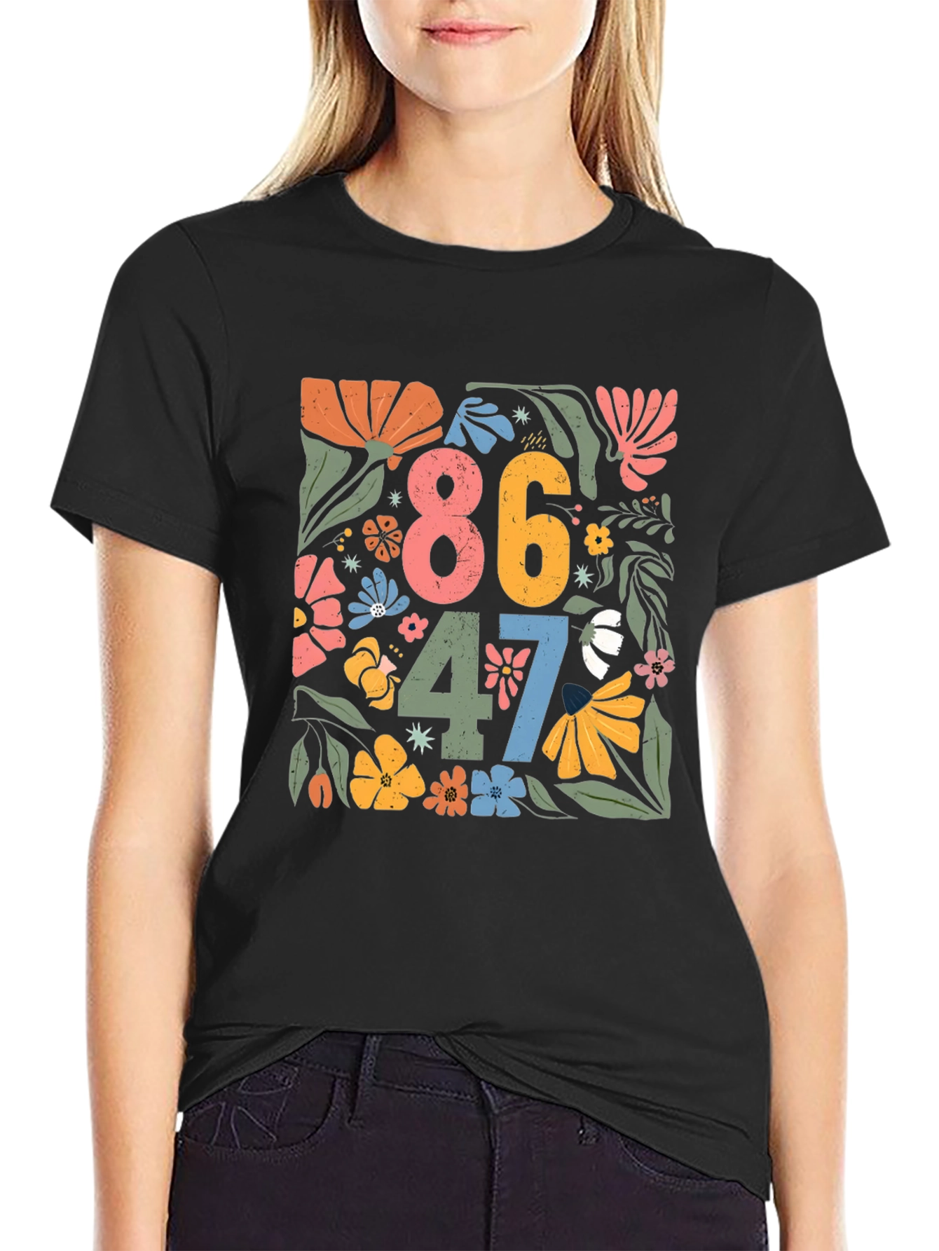 Floral 86 47 T-Shirt - Retro Design
