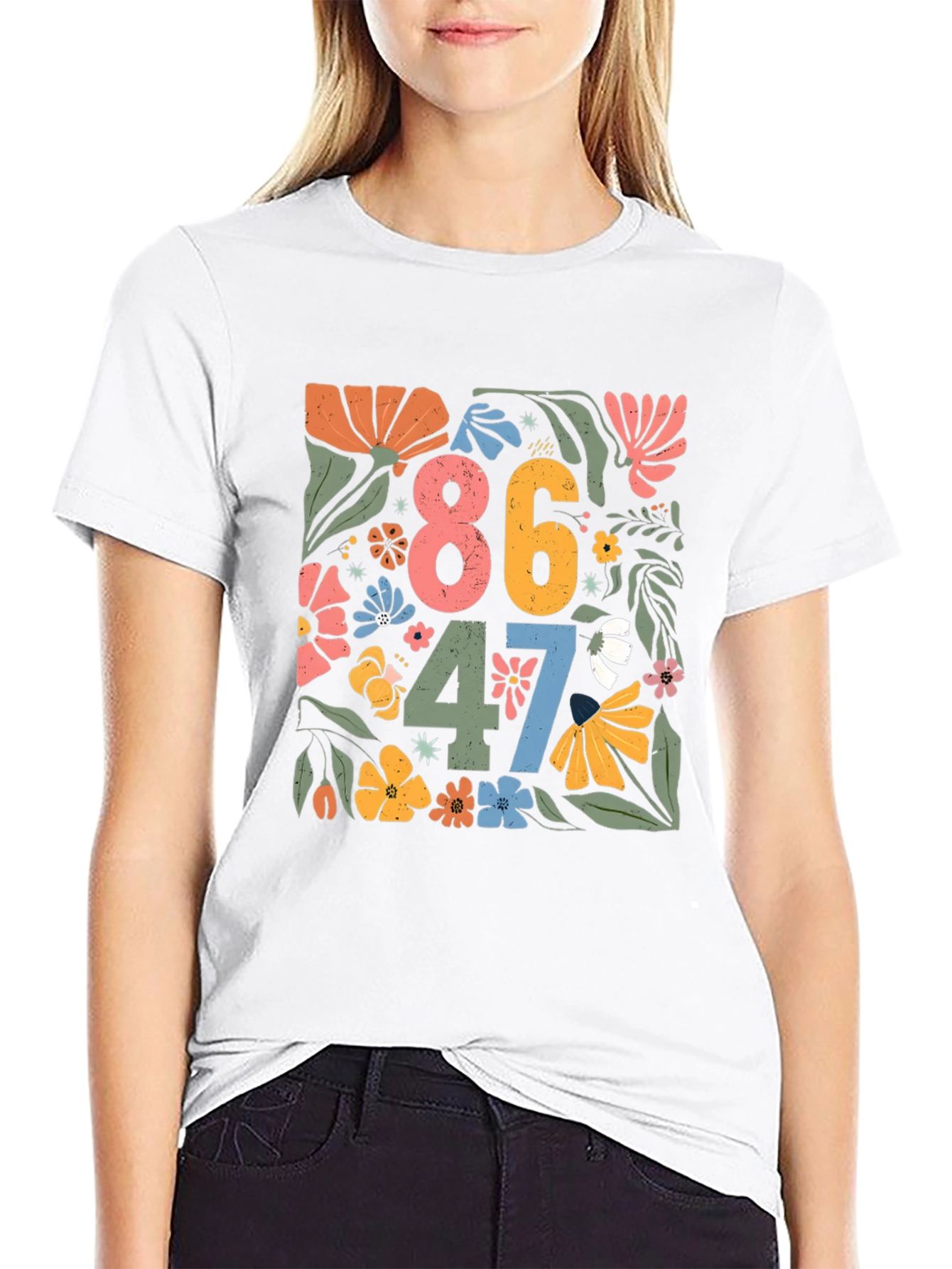 Floral 86 47 T-Shirt - Retro Design