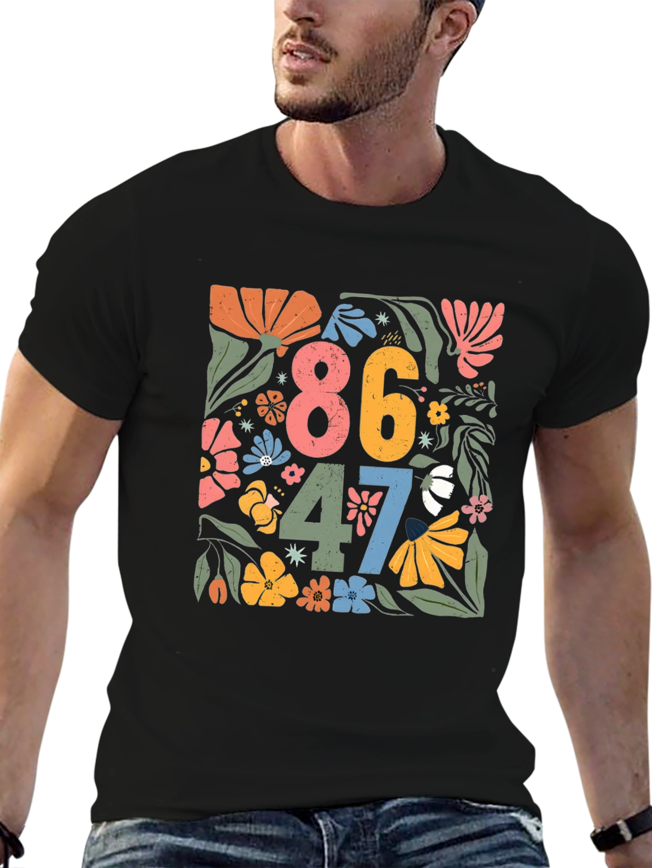 Floral 86 47 T-Shirt - Retro Design