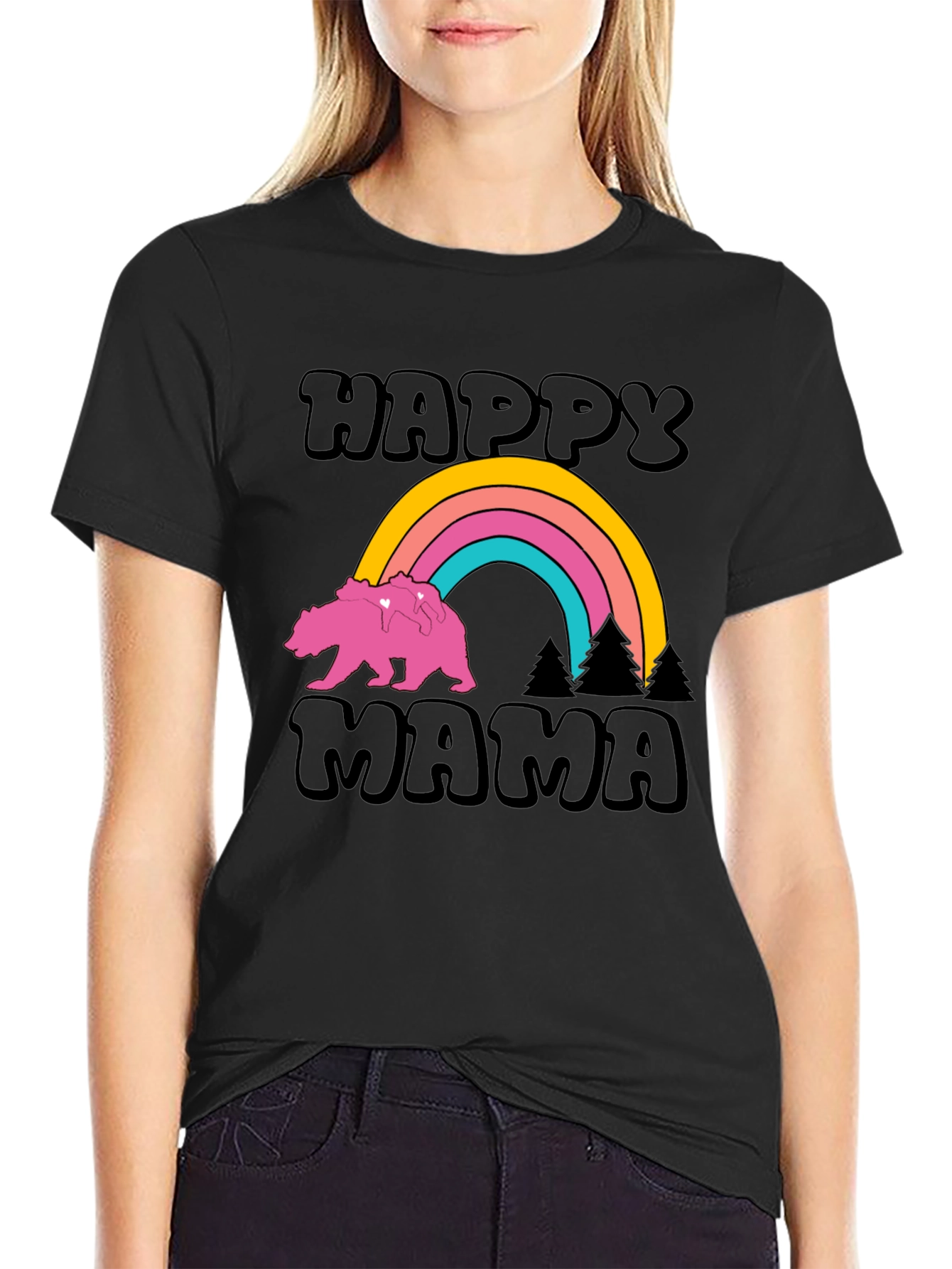 Happy Mama Bear Rainbow Graphic Tee