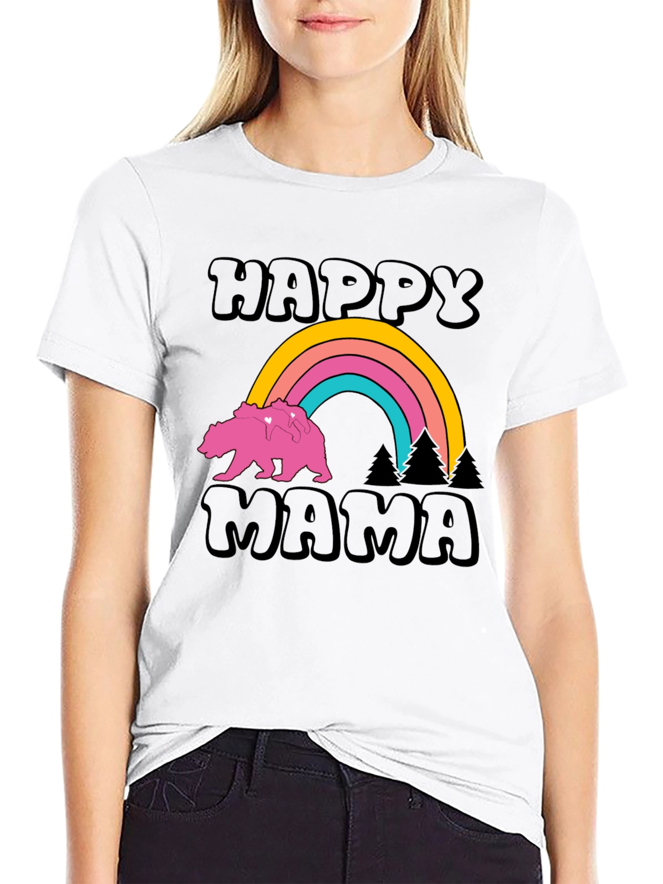 Happy Mama Bear Rainbow Graphic Tee