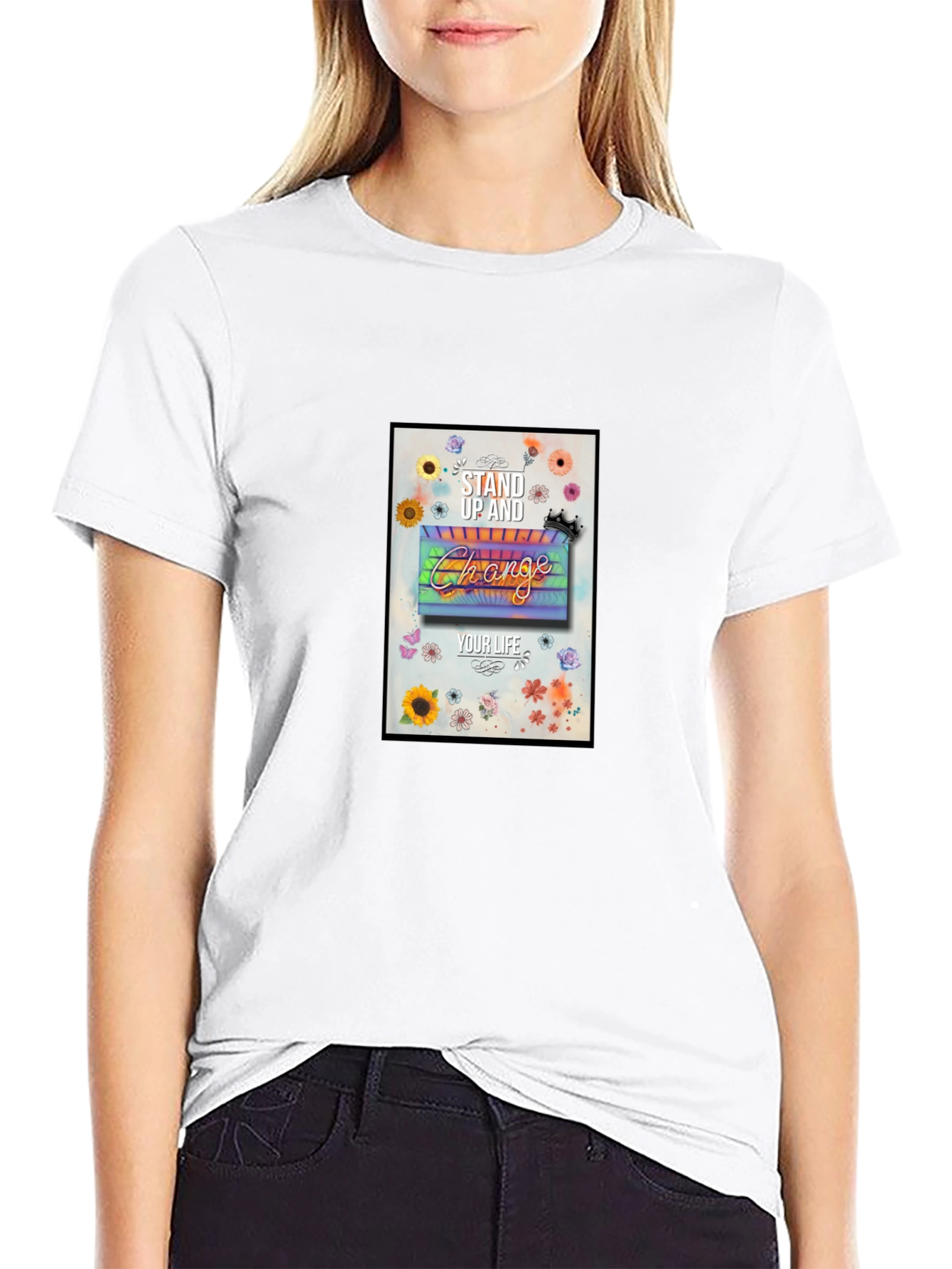 Stand Up & Change Graphic Tee - Black