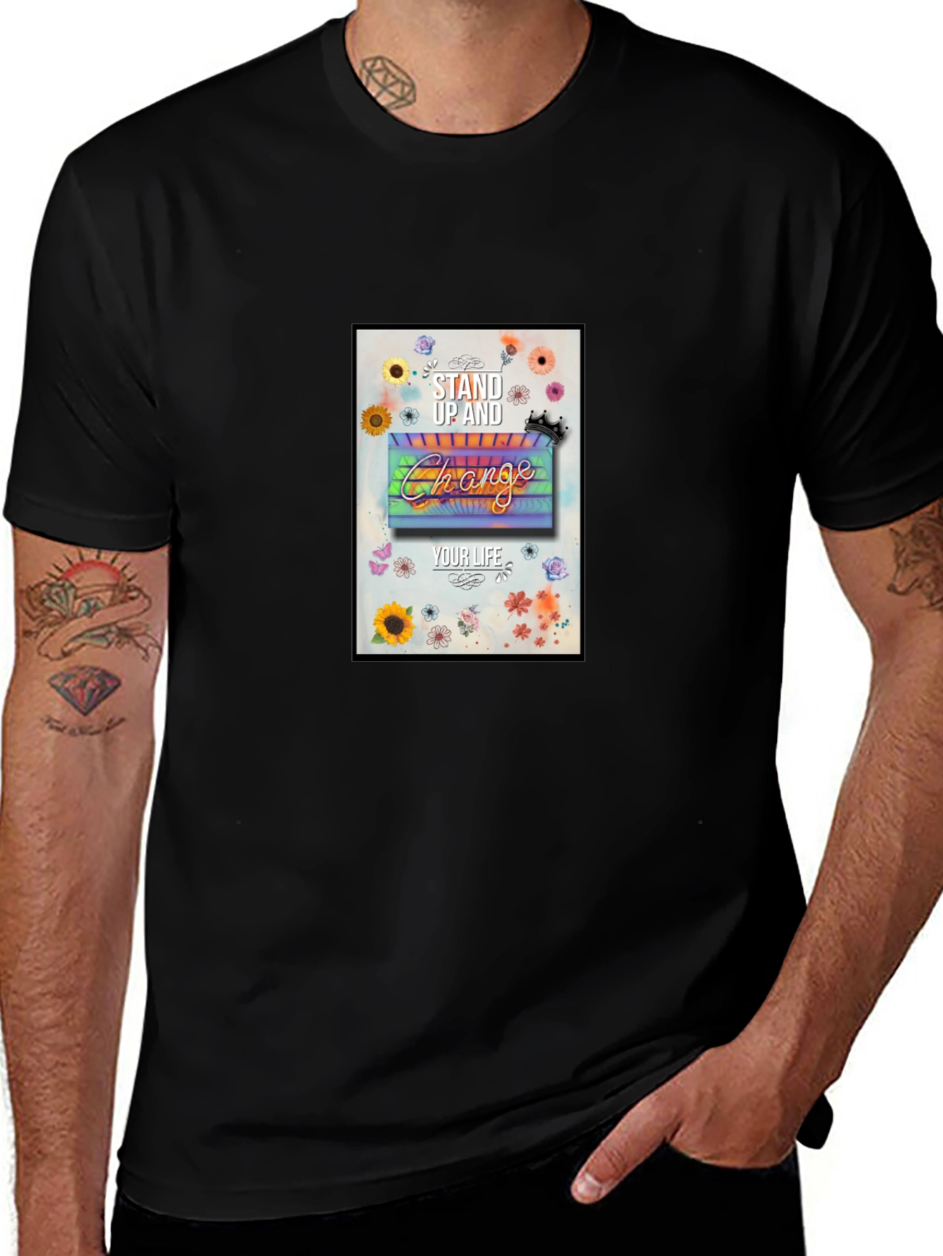 Stand Up & Change Graphic Tee - Black
