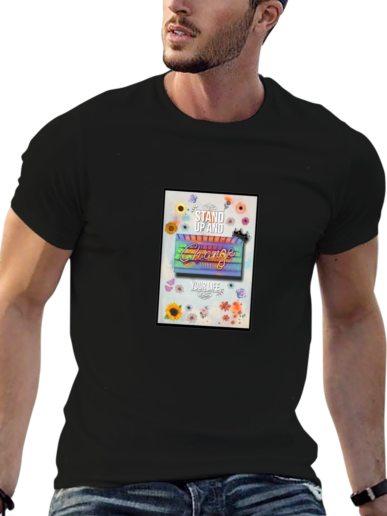 Stand Up & Change Graphic Tee - Black