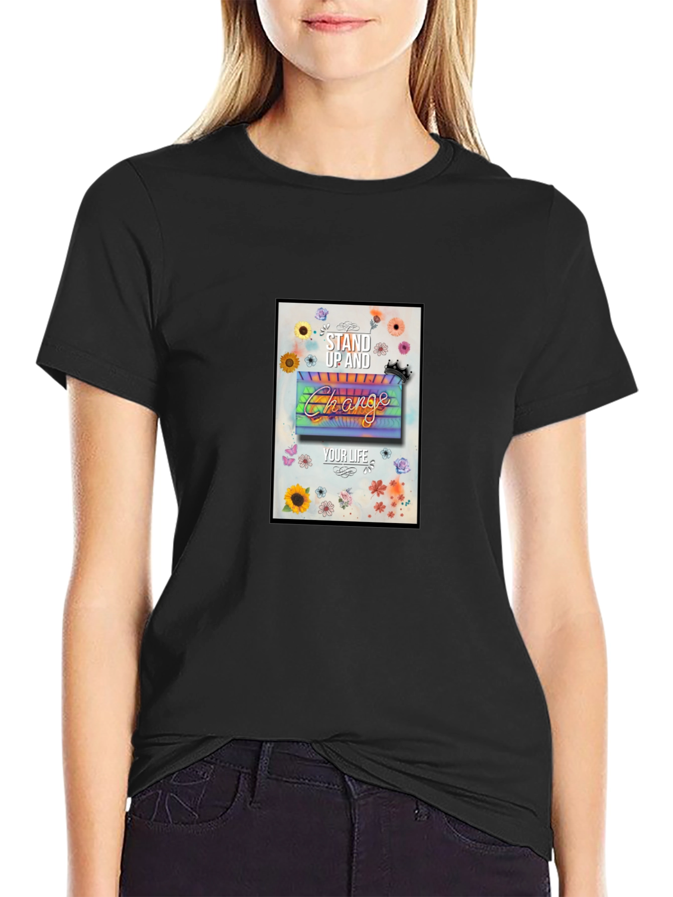 Stand Up & Change Graphic Tee - Black