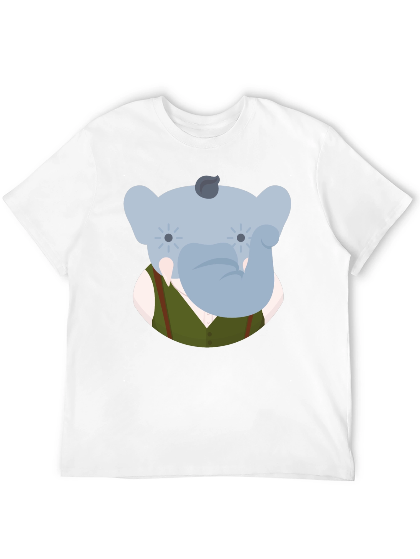 Elephant Character Graphic Print Black T-Shirt