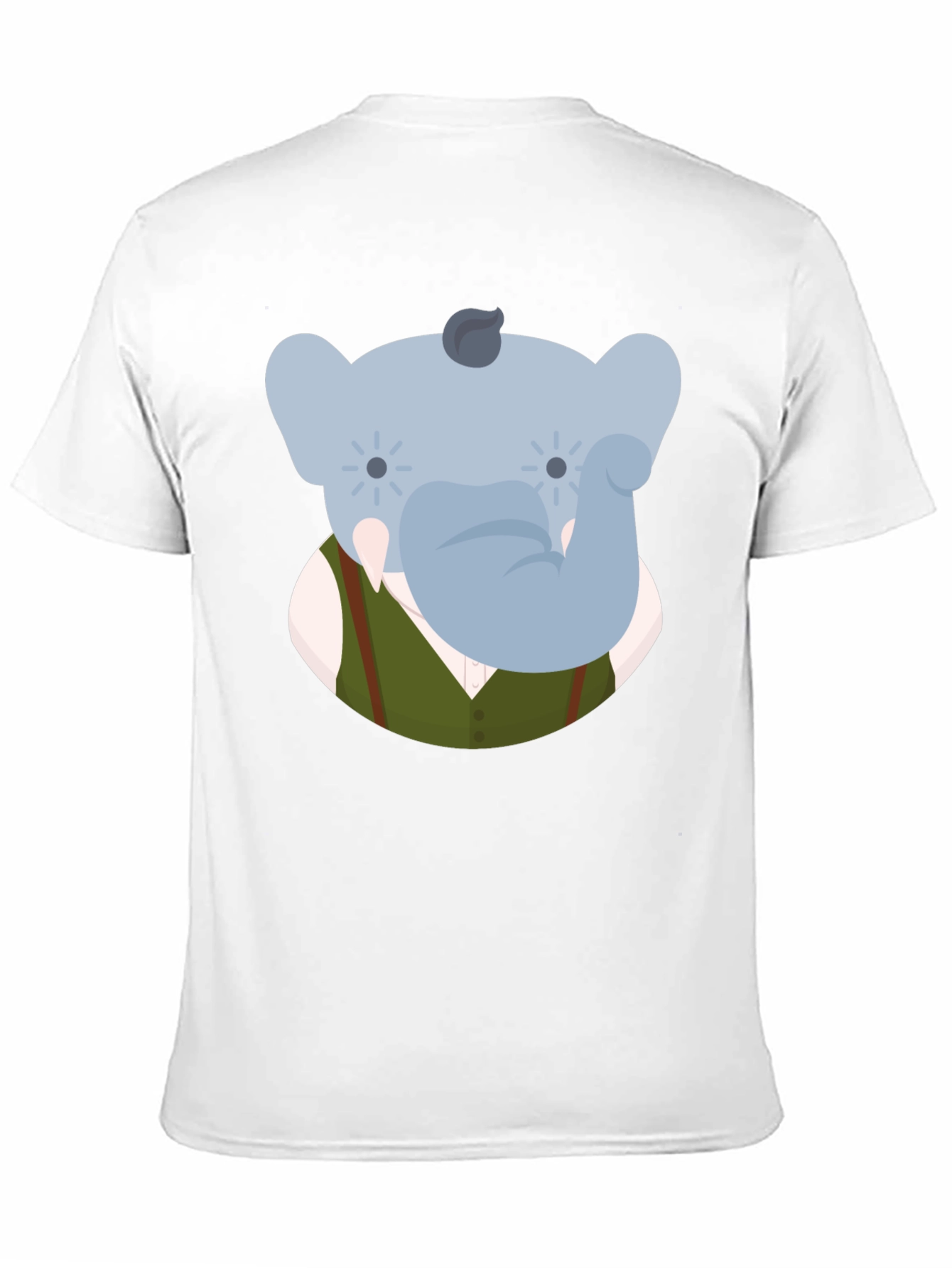 Elephant Character Graphic Print Black T-Shirt