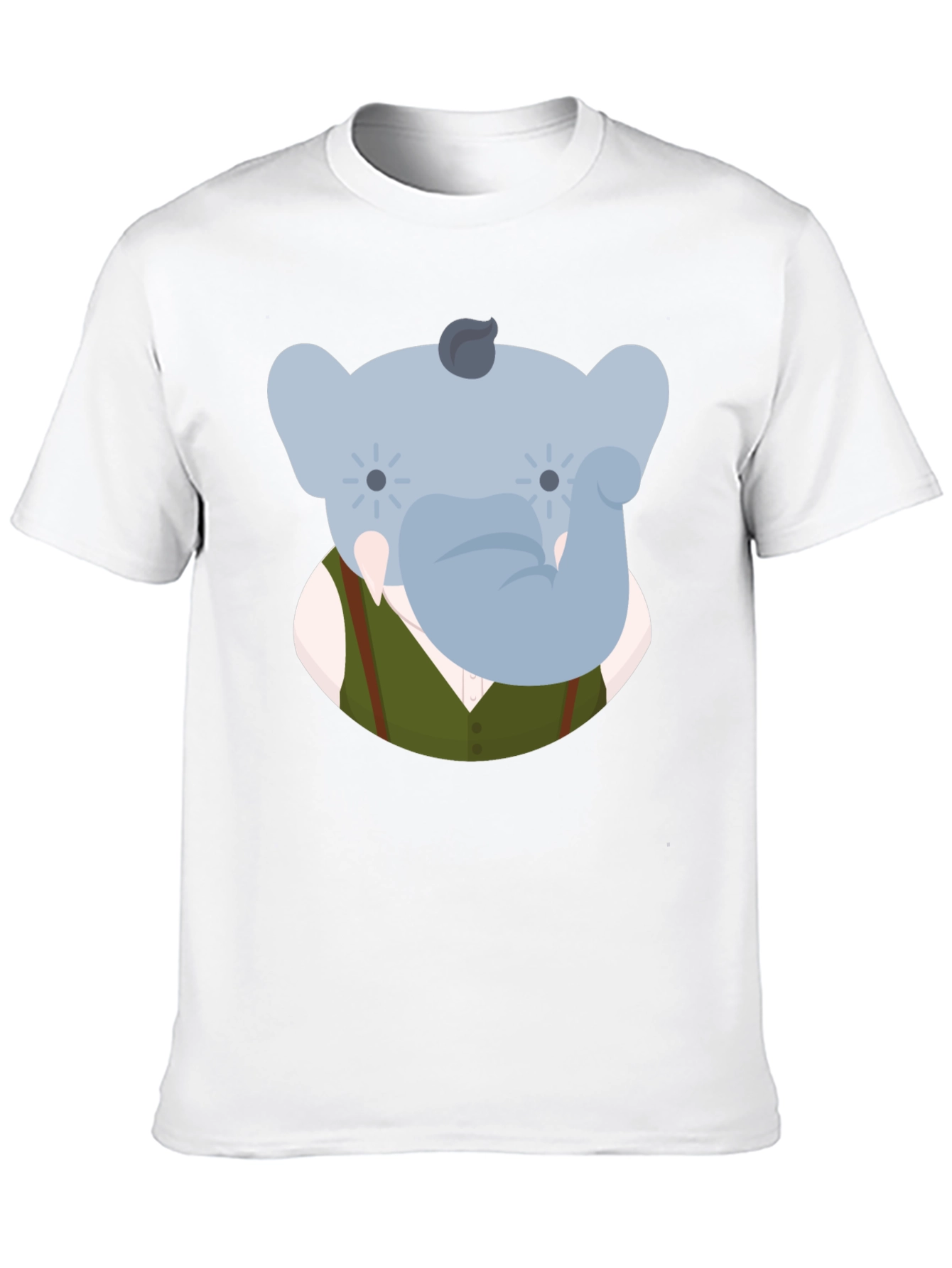 Elephant Character Graphic Print Black T-Shirt