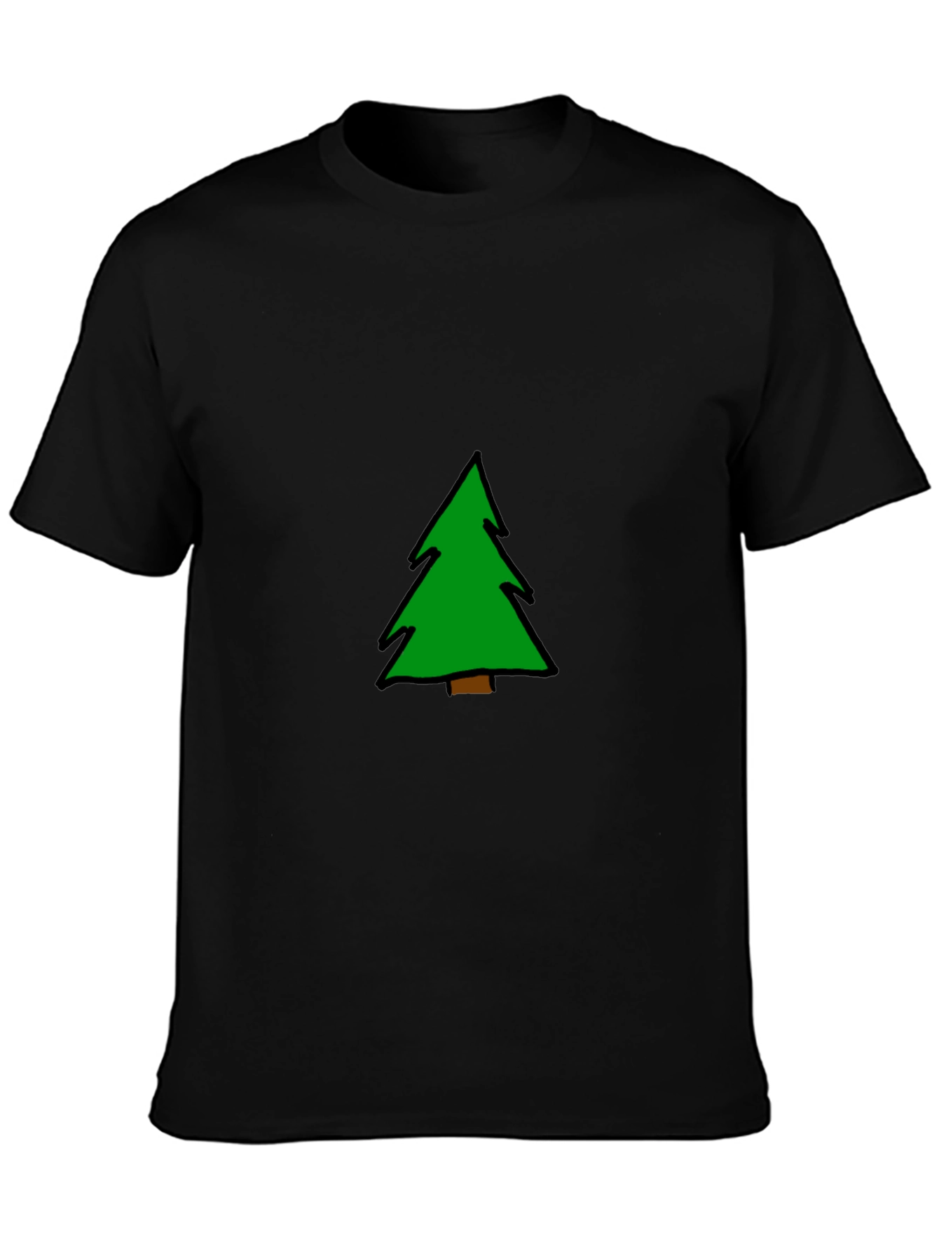 Christmas Tree Graphic Tee - Black Cotton Blend