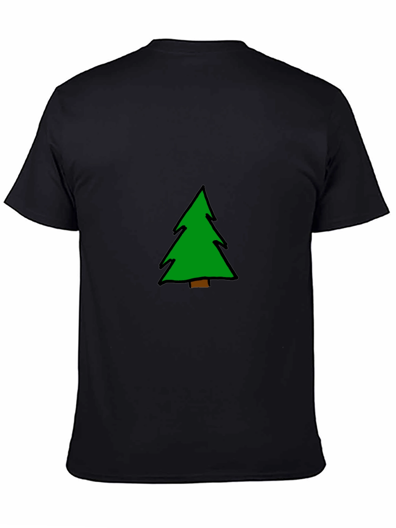 Christmas Tree Graphic Tee - Black Cotton Blend