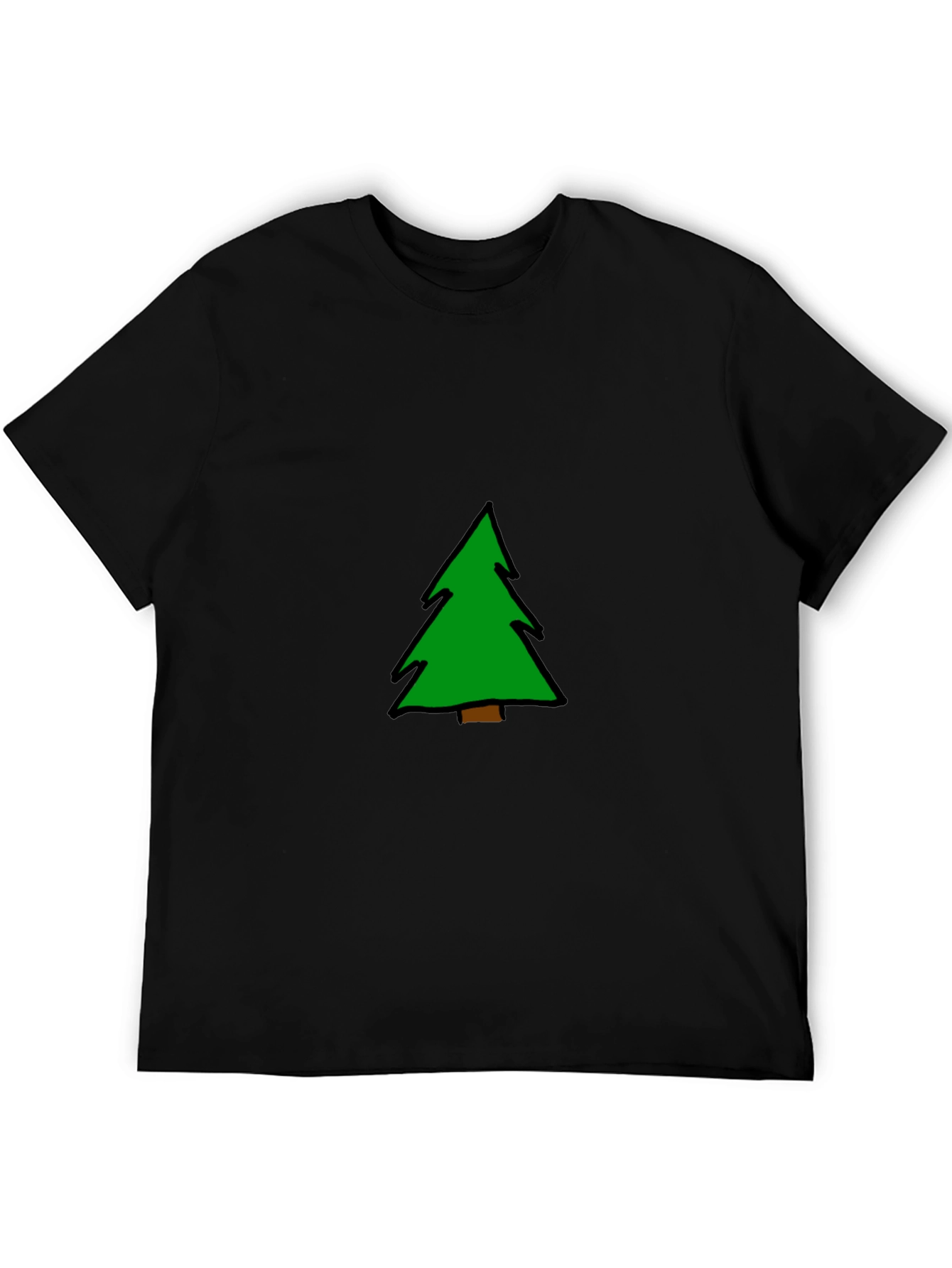 Christmas Tree Graphic Tee - Black Cotton Blend