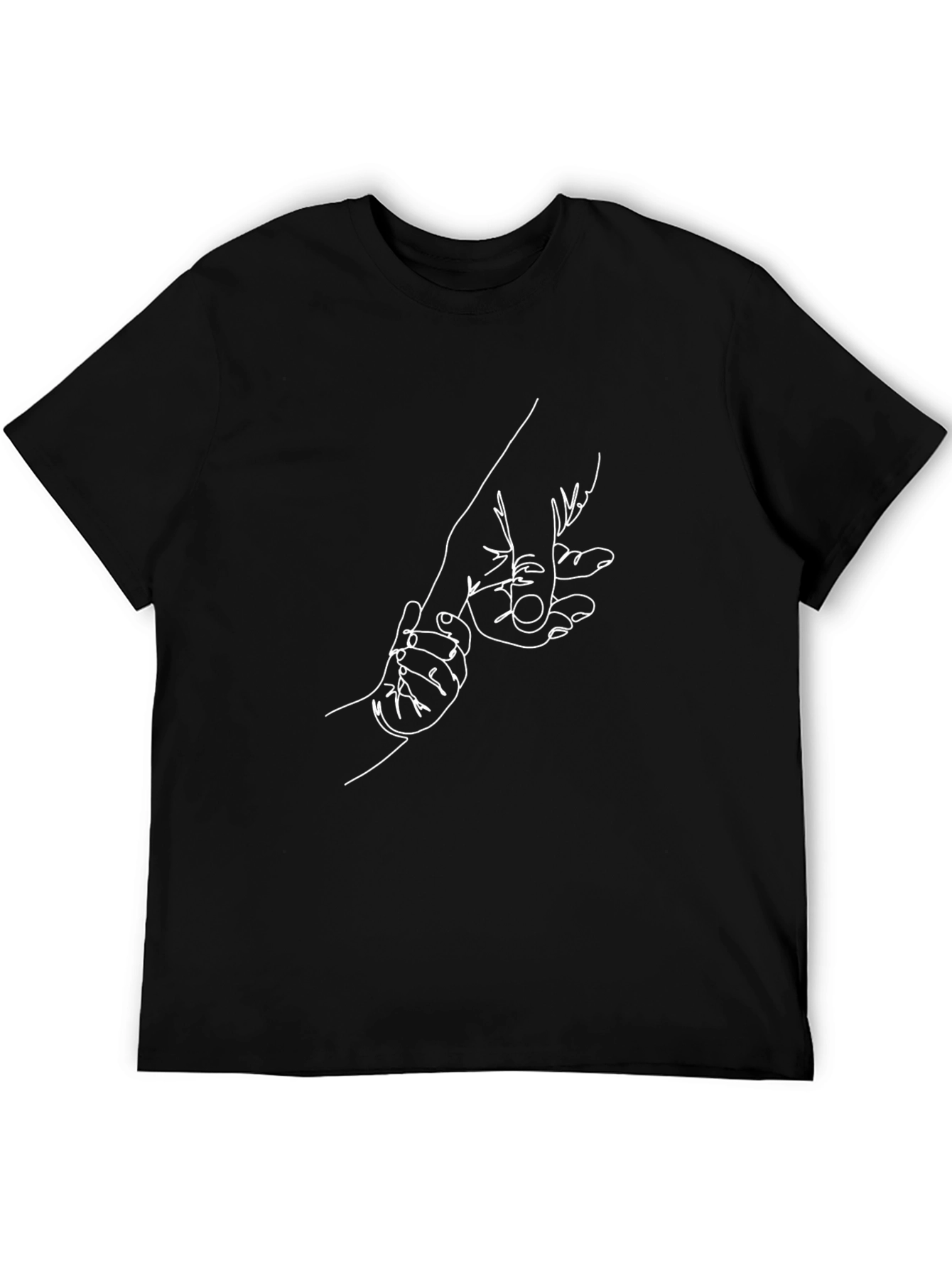 Minimalist Hand-in-Hand Black Graphic Tee