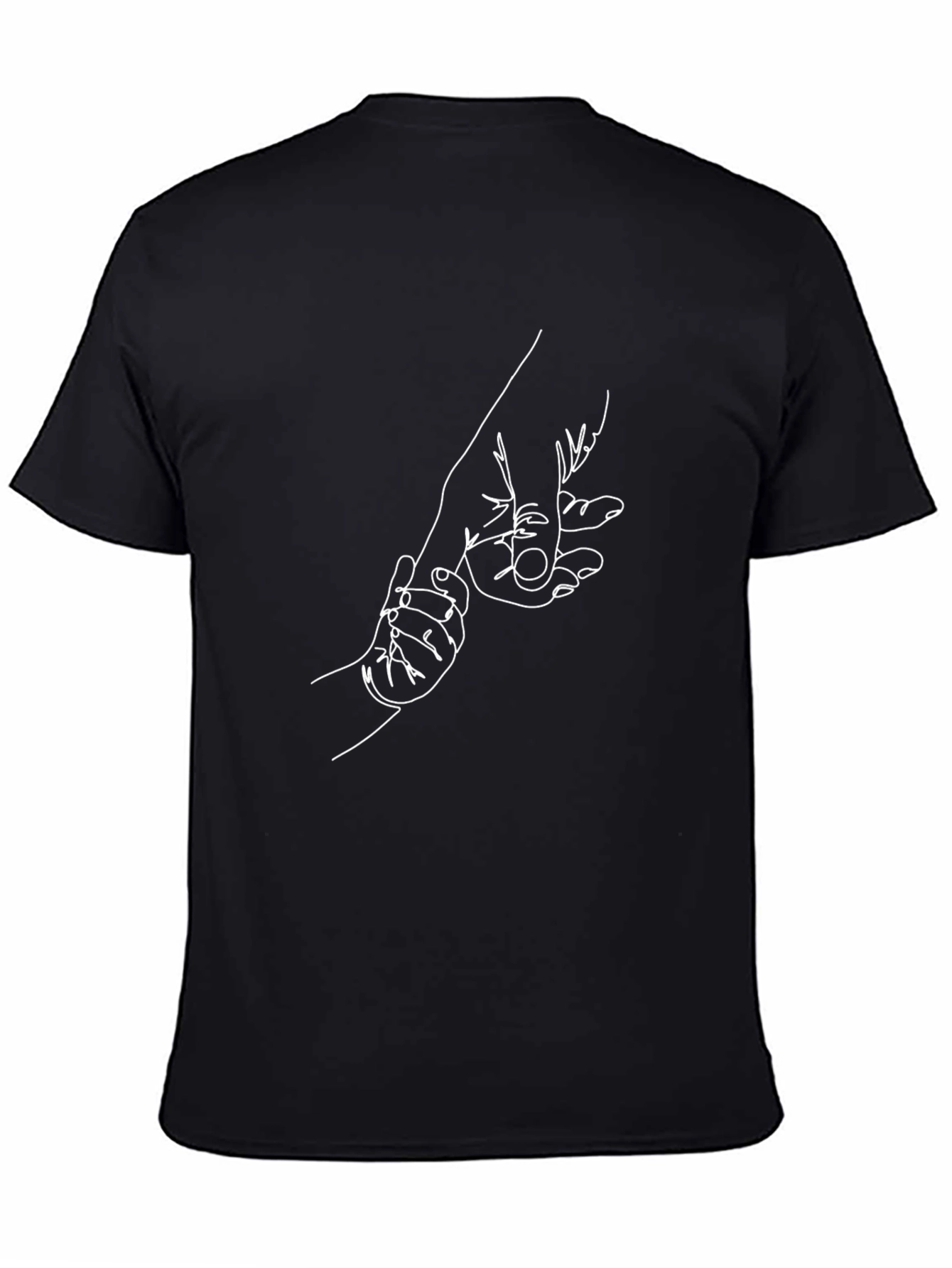Minimalist Hand-in-Hand Black Graphic Tee