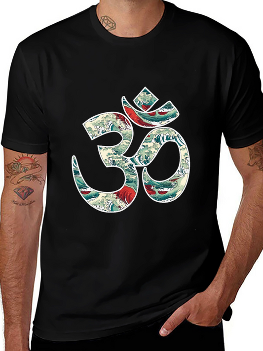 Om Symbol T-Shirt - Ocean Wave Design
